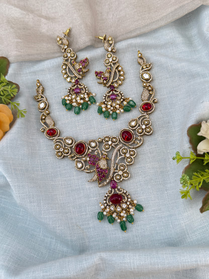 Luxurious Victorian Kundan Short Necklace Set 738