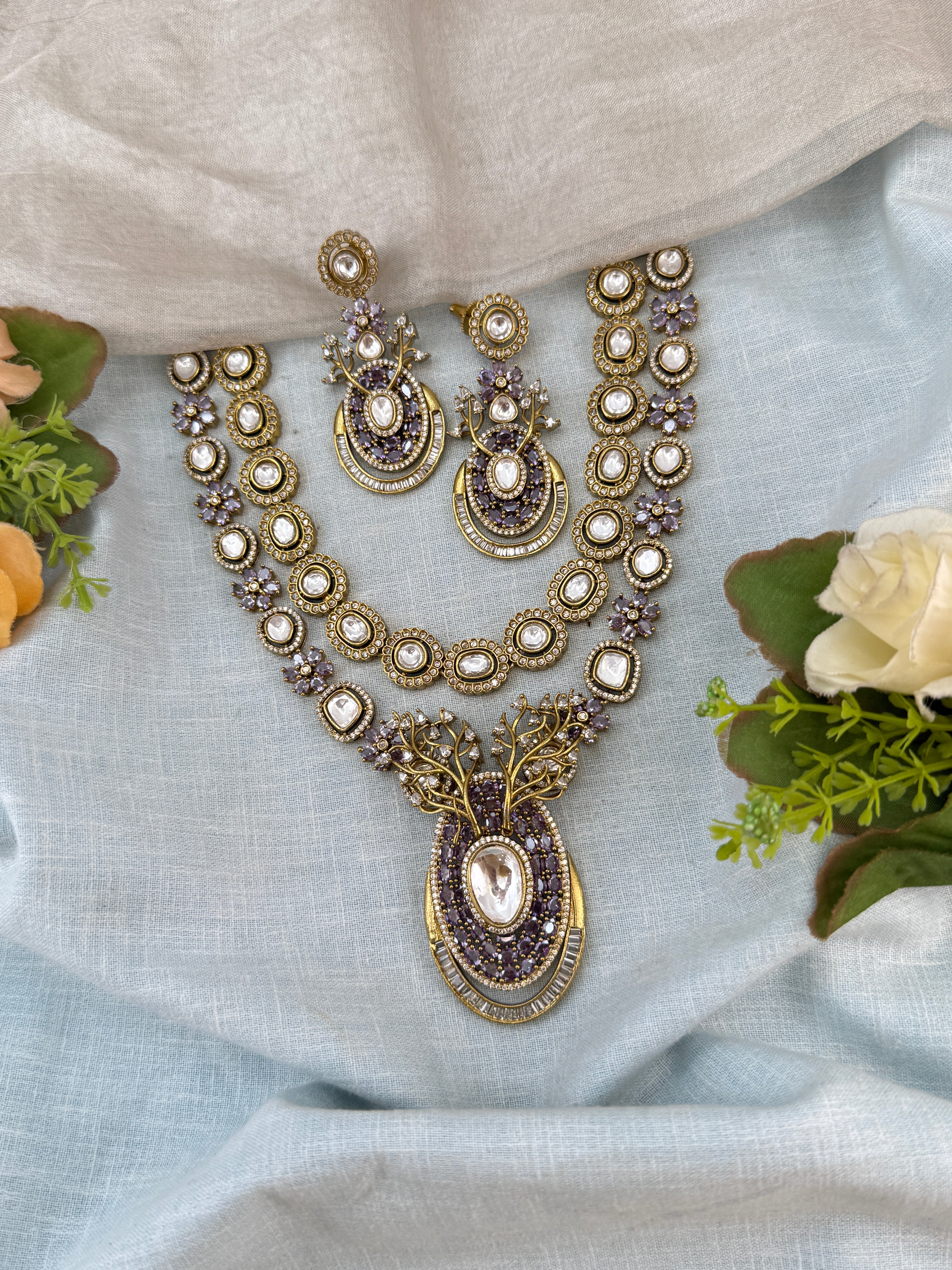 Victorian Necklace set, Bridal victorian necklace, victorian antique necklace, Jadau necklace