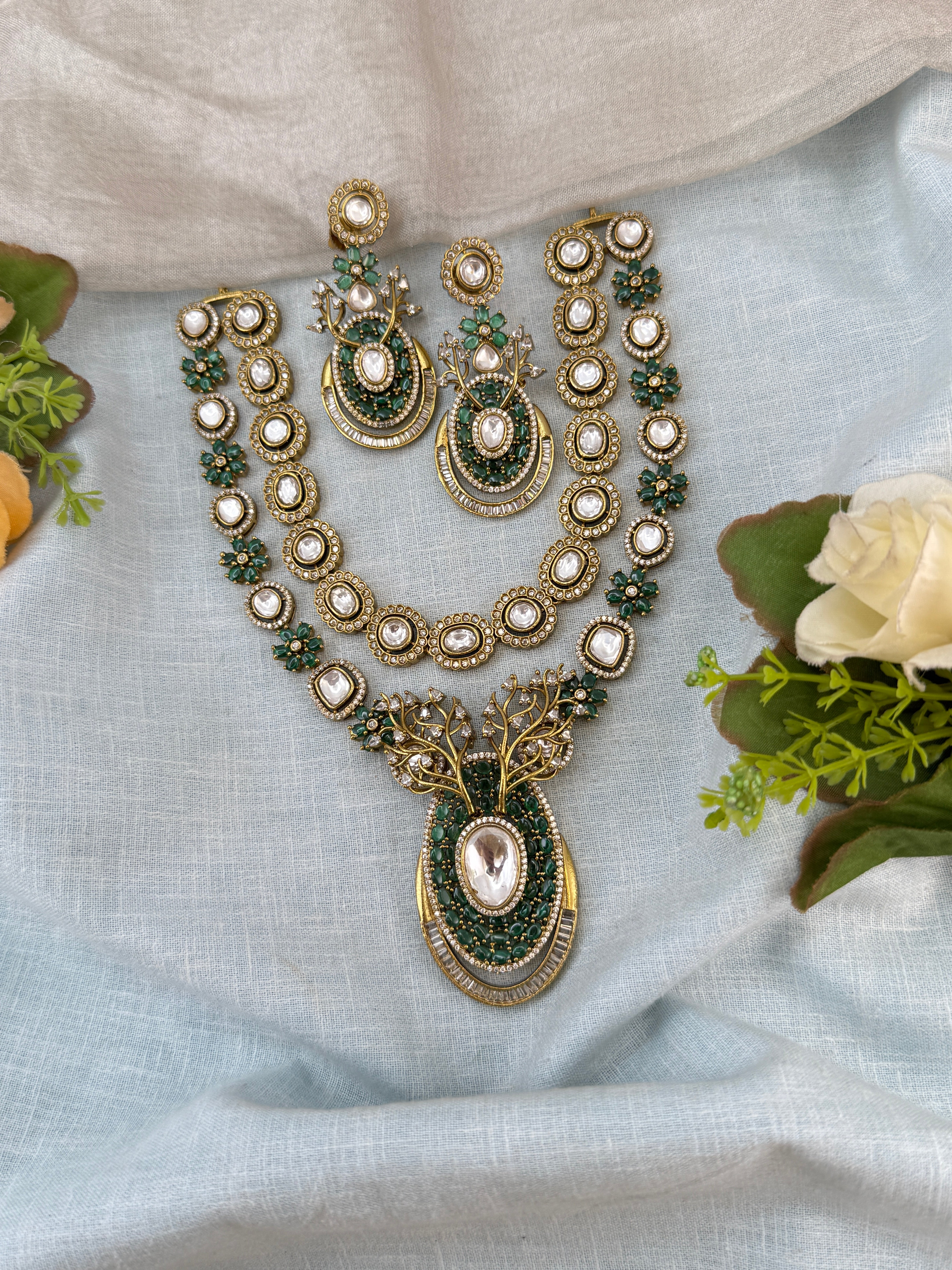 Victorian Necklace set, Bridal victorian necklace, victorian antique necklace, Jadau necklace