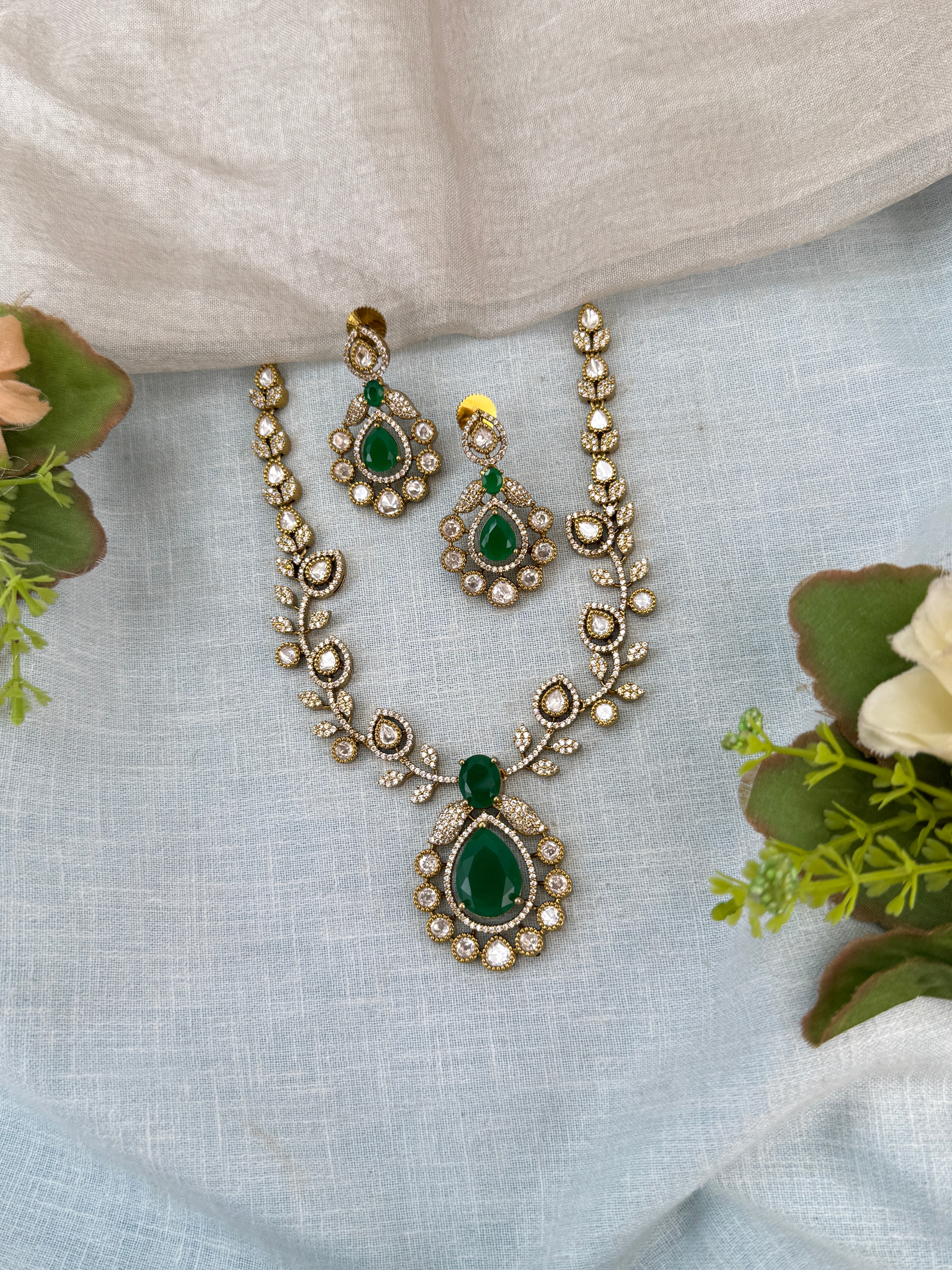 Victorian Necklace set, Bridal victorian necklace, victorian antique necklace, Jadau necklace