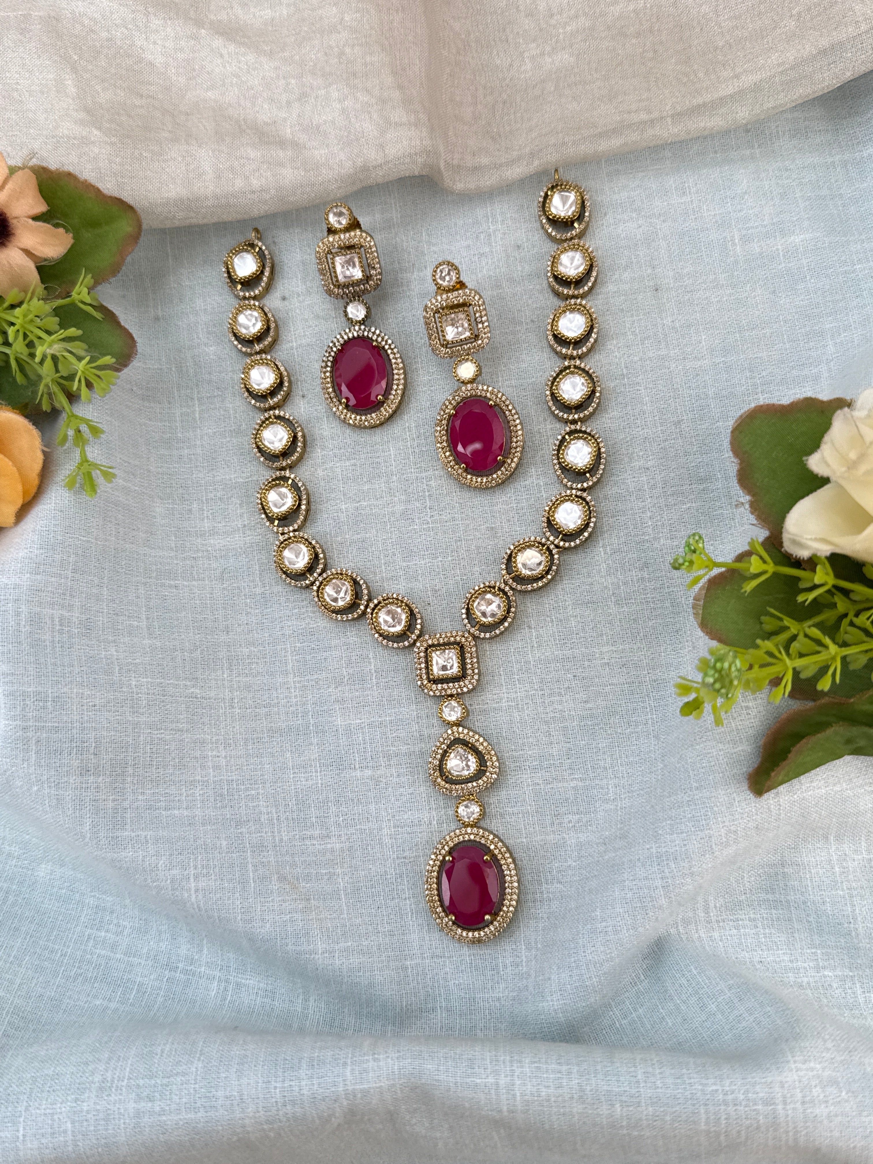 Victorian Necklace set, Bridal victorian necklace, victorian antique necklace, Jadau necklace