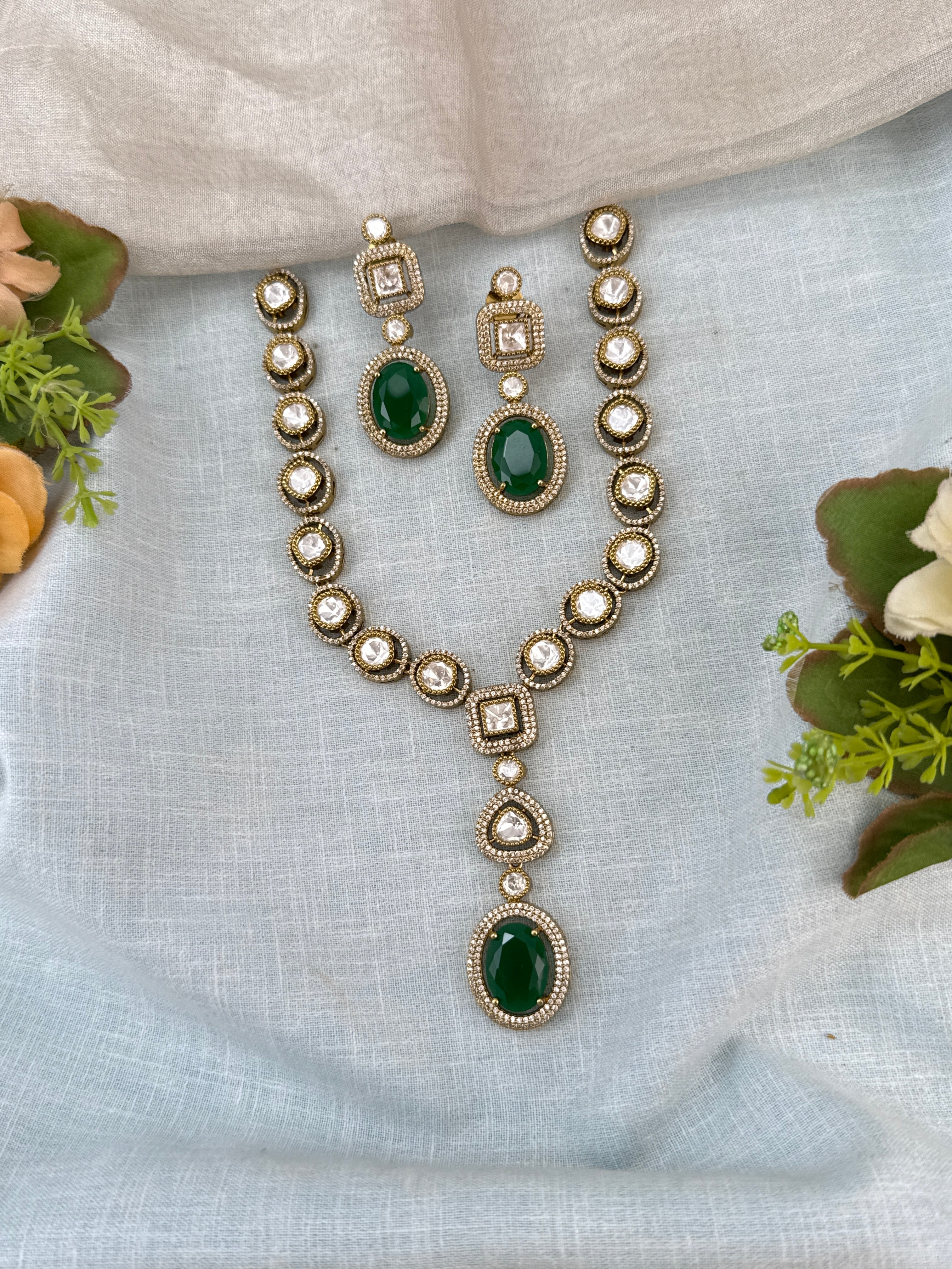 Victorian Necklace set, Bridal victorian necklace, victorian antique necklace, Jadau necklace