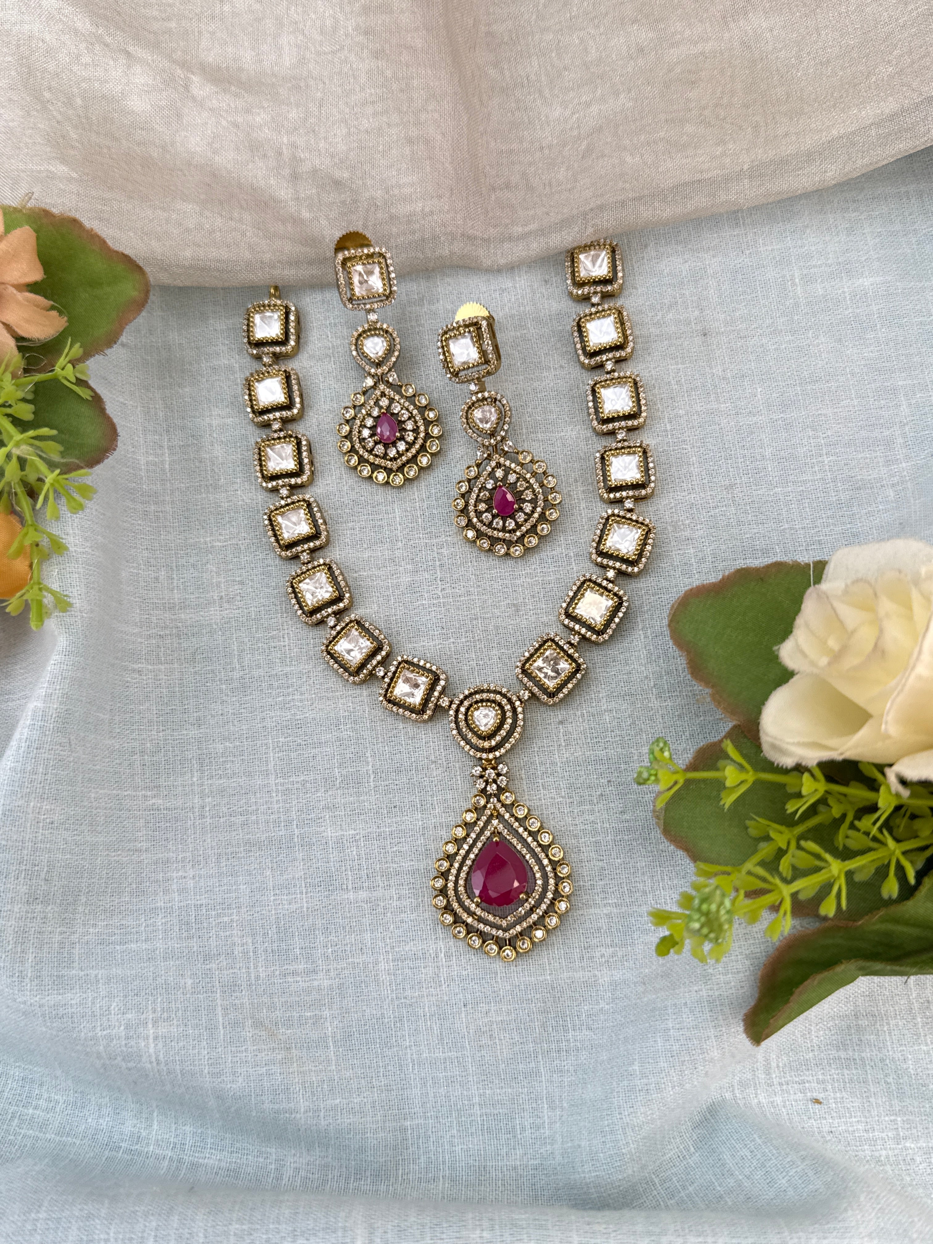 Victorian Necklace set, Bridal victorian necklace, victorian antique necklace, Jadau necklace