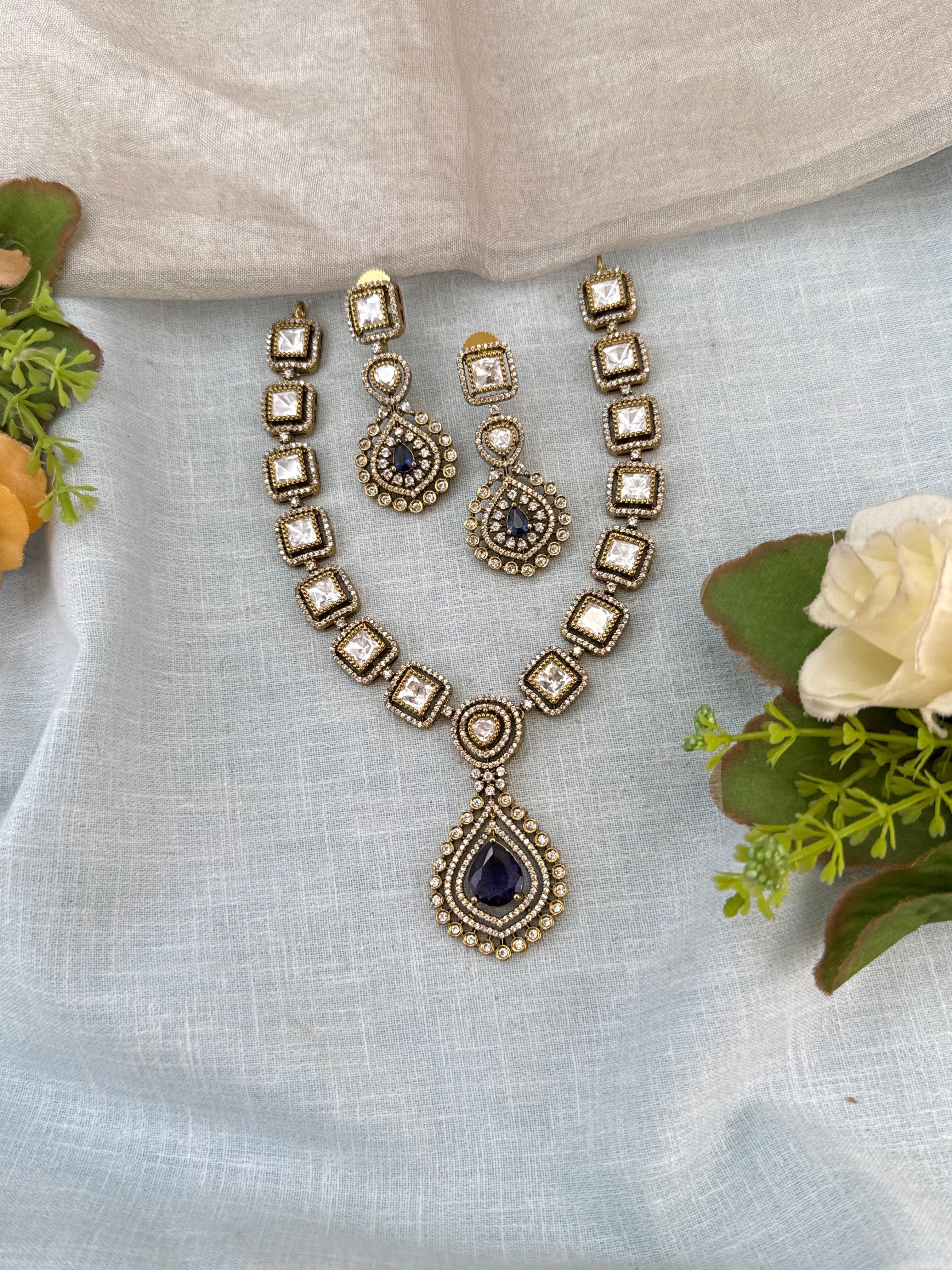 Victorian Necklace set, Bridal victorian necklace, victorian antique necklace, Jadau necklace