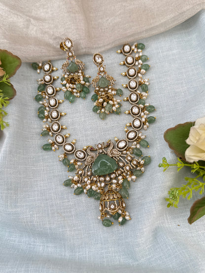 Luxurious Victorian Kundan Staement Short Necklace Set 751