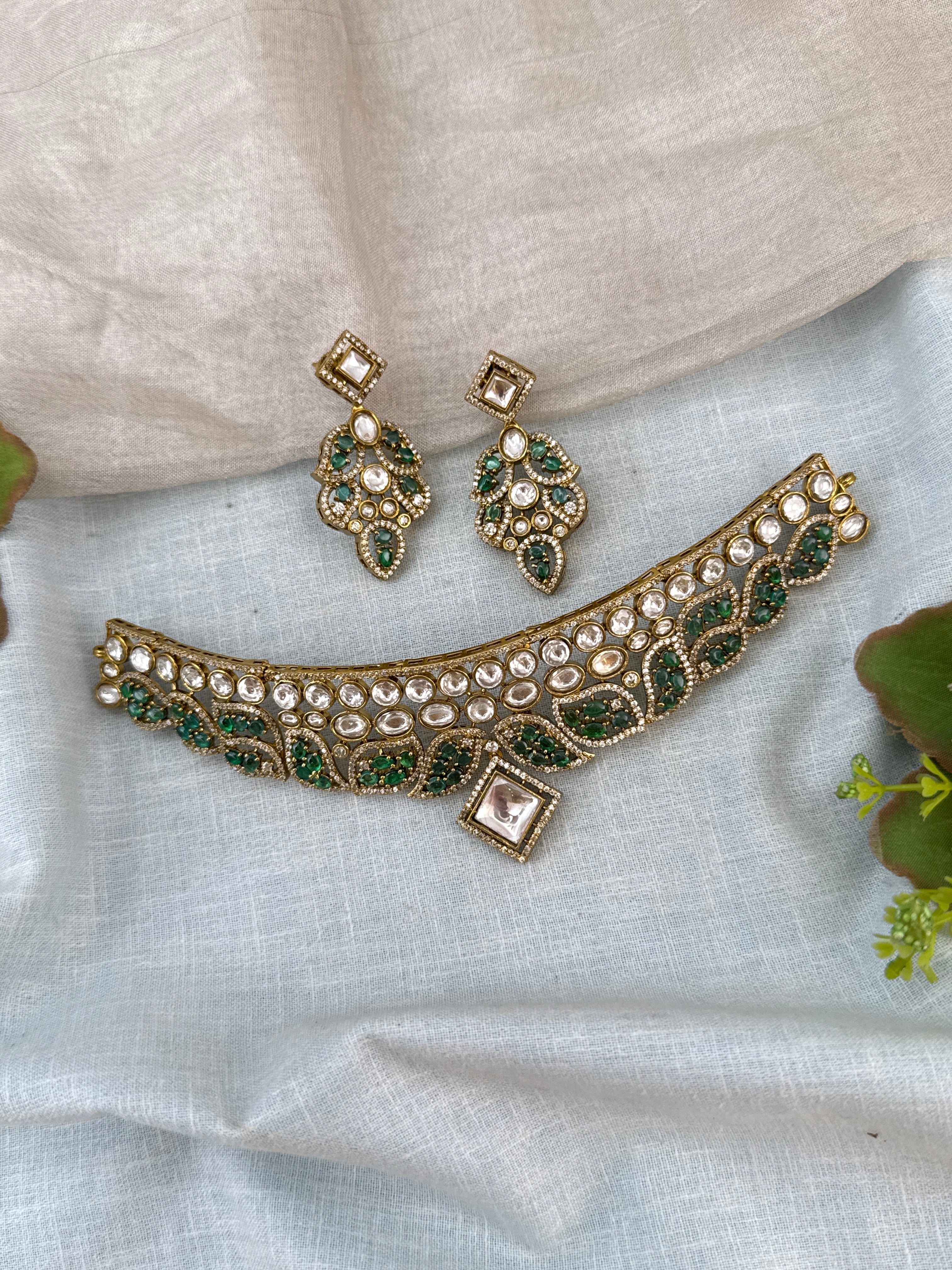 Victorian Necklace set, Bridal victorian necklace, victorian antique necklace, Jadau necklace