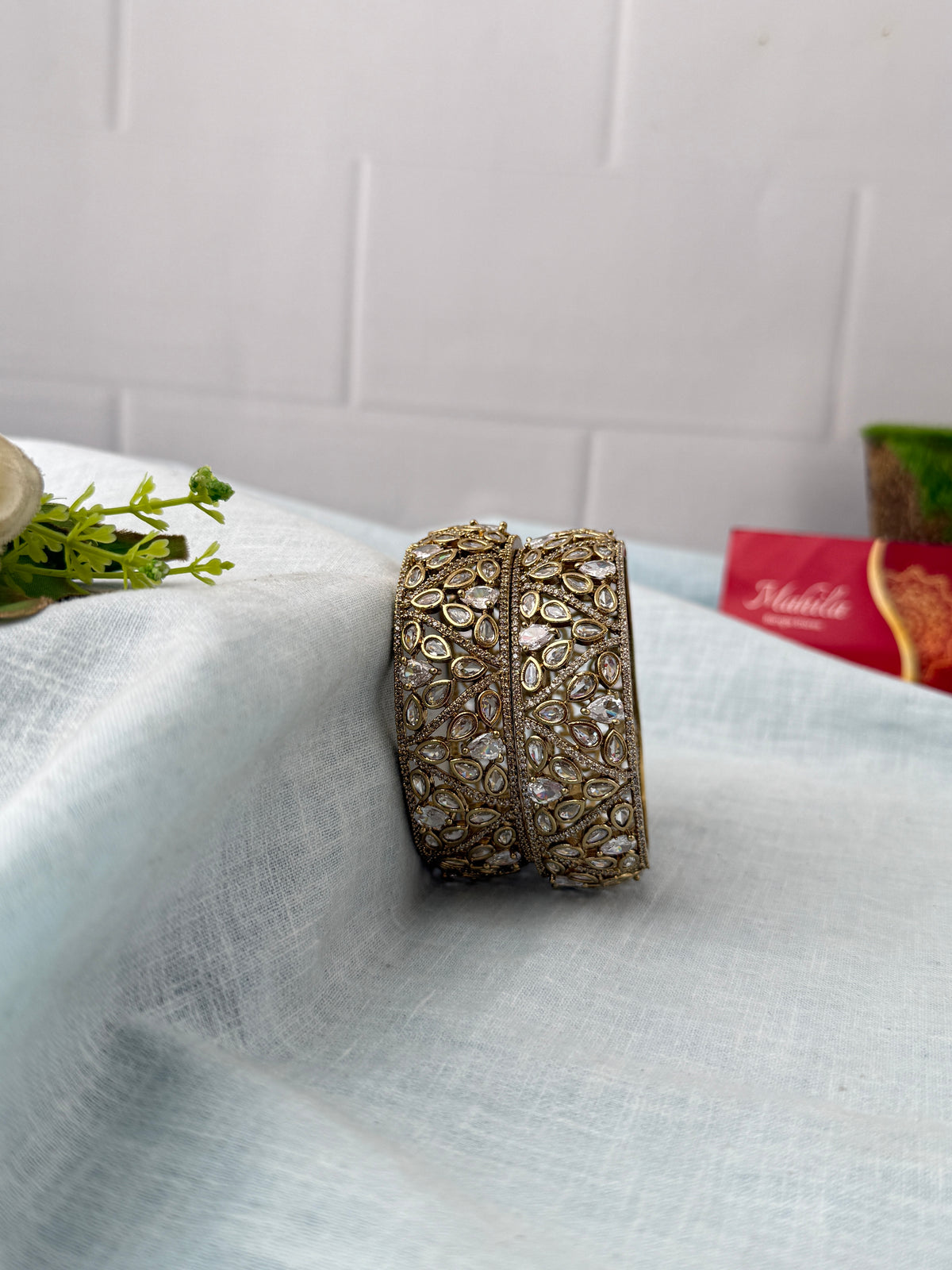 Antique temple style bridal bangles for women by Mahila