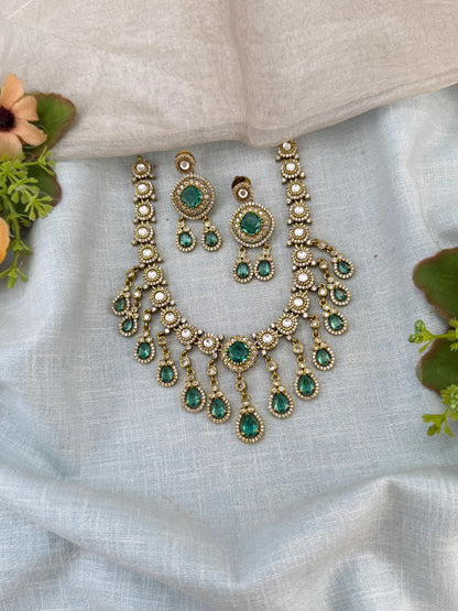 Victorian Necklace set, Bridal victorian necklace, victorian antique necklace, Jadau necklace