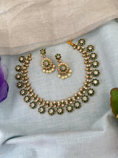 Royal Antique Stone Short Necklace Set 1195