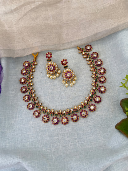 Royal Antique Stone Short Necklace Set 1199