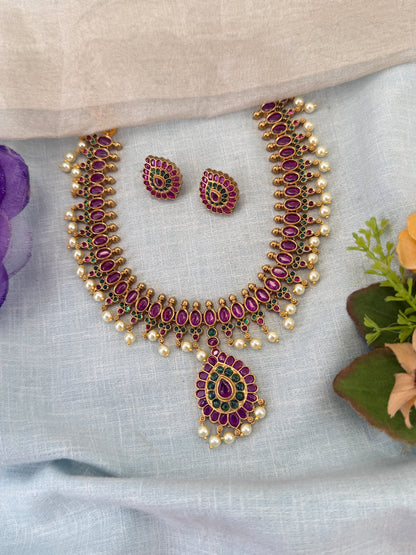 Royal Antique Grand Pendant Short Necklace Set 1205