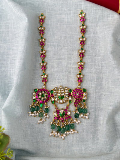 Jadau Kundan Necklace Premium Shanku Chakra Pendant Short | C0042