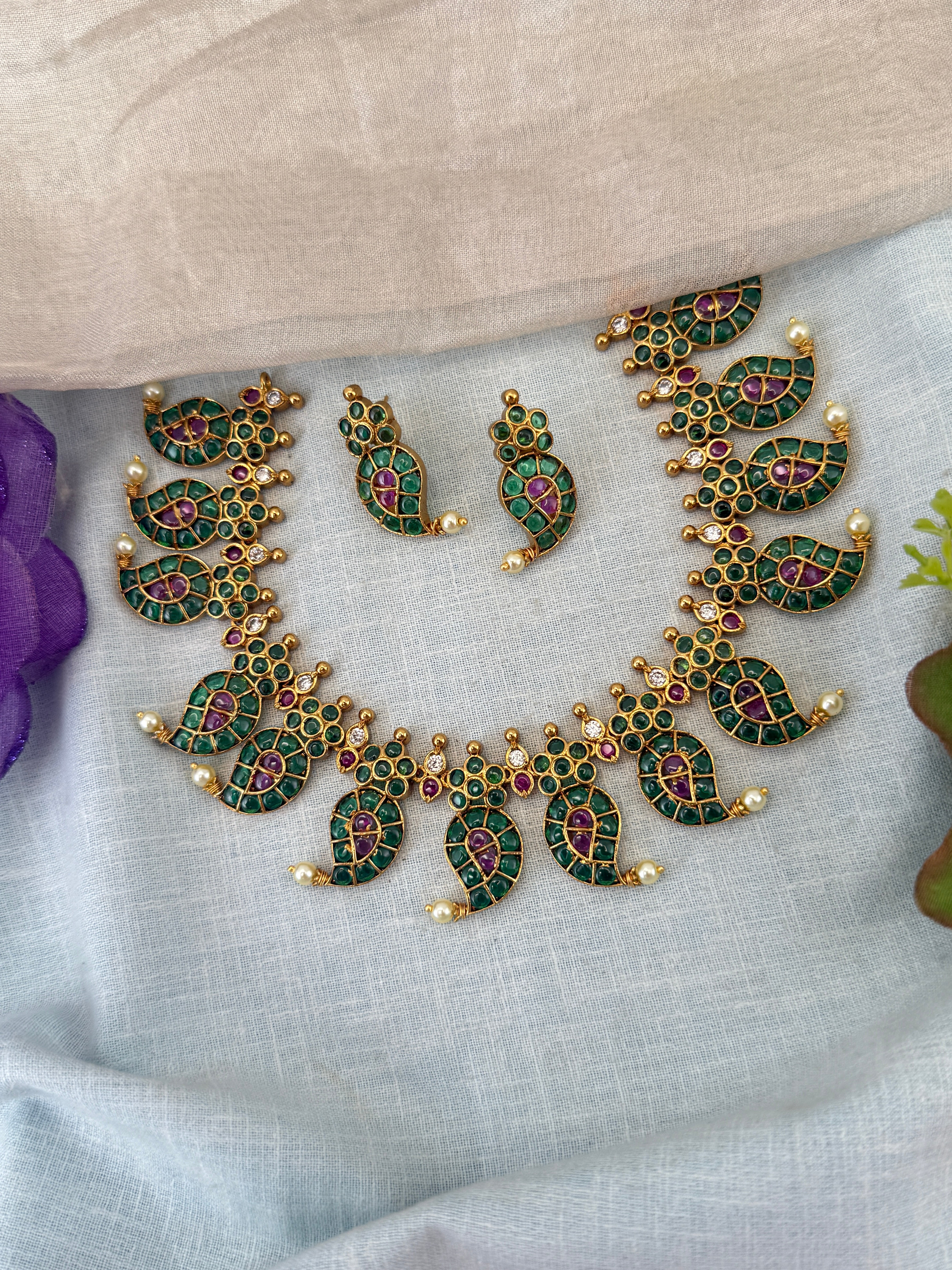 Royal Antique Mango Short Necklace Set 1214