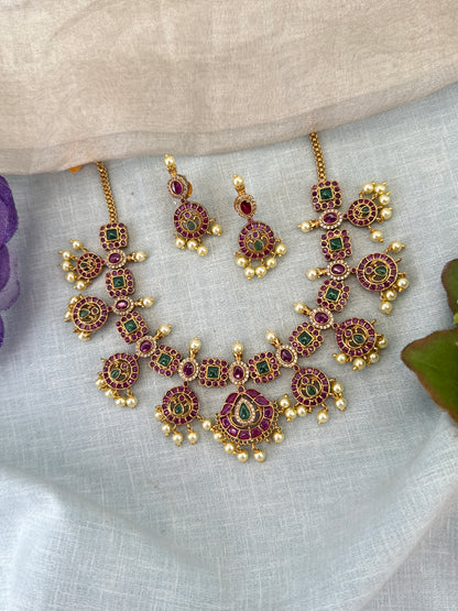 Royal Antique Grand Pendant Short Necklace Set 1227