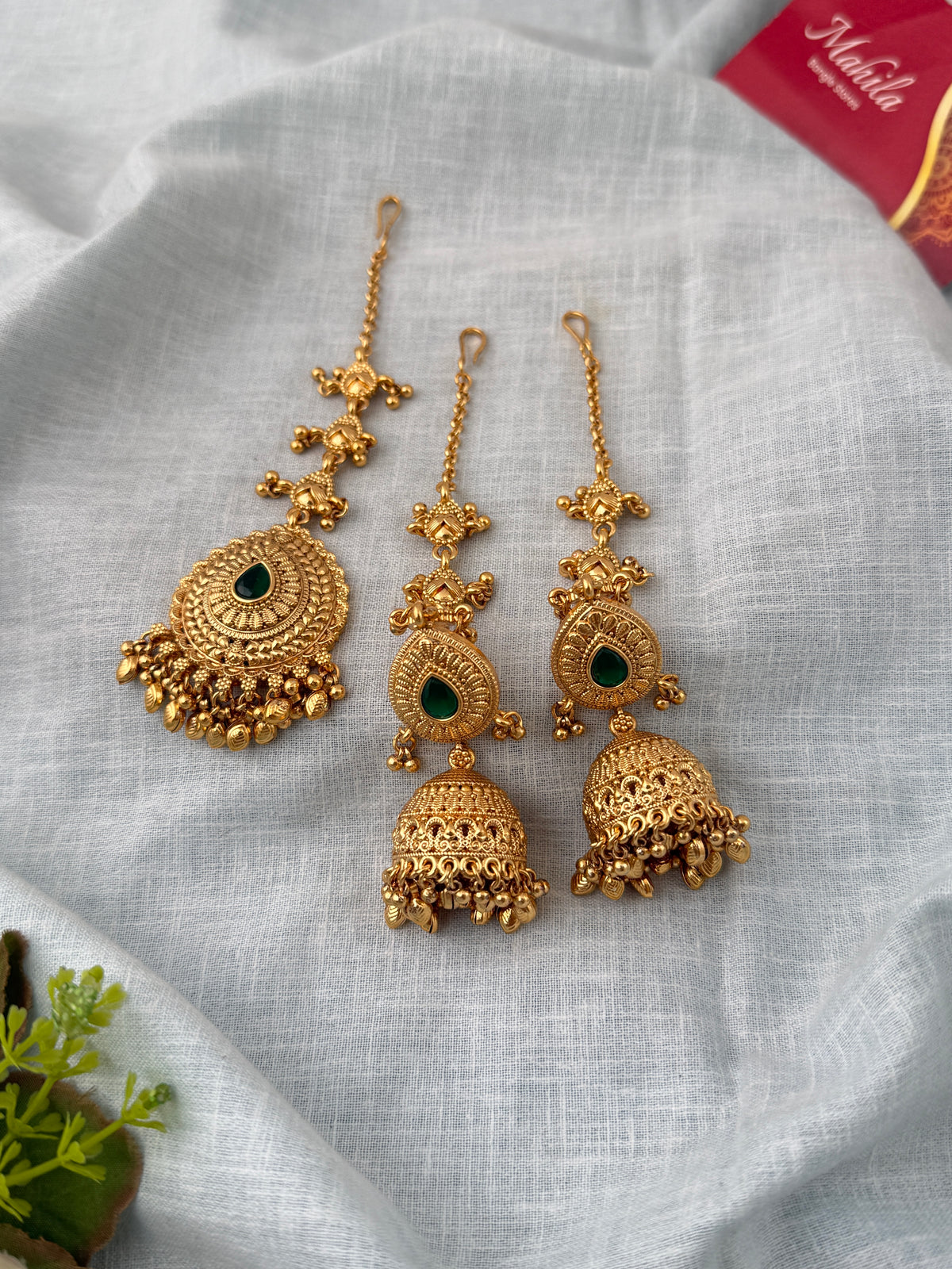 Antique Jhumkas Earrings With Maatal And Maang Tikka| E0655