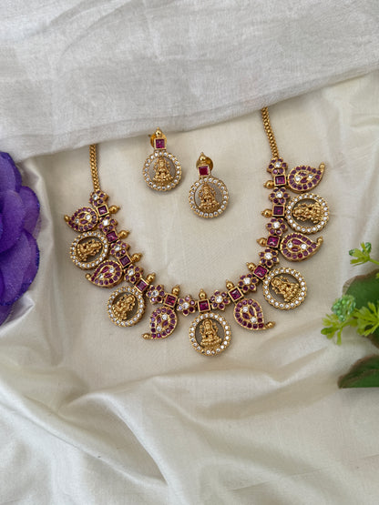 Royal Antique Lakshmi Mango Short Necklace Set 1217