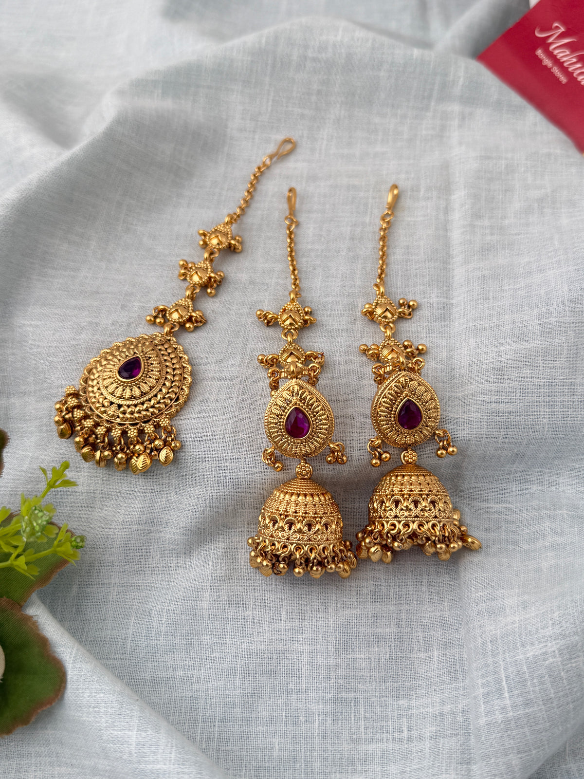 Antique Jhumkas Earrings With Maatal And Maang Tikka| E0657