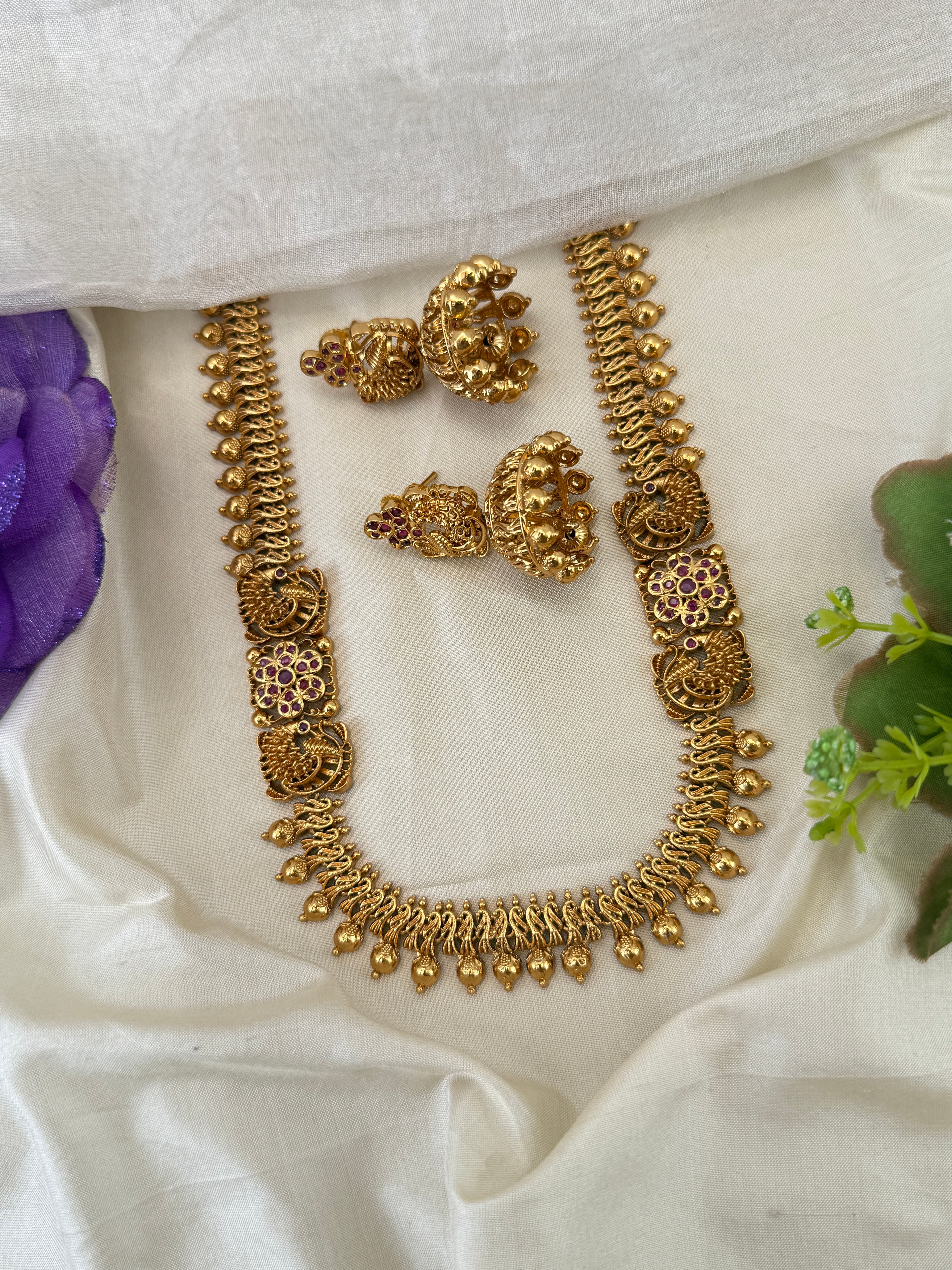 Royal Antique Peacock Short Necklace Set 1226