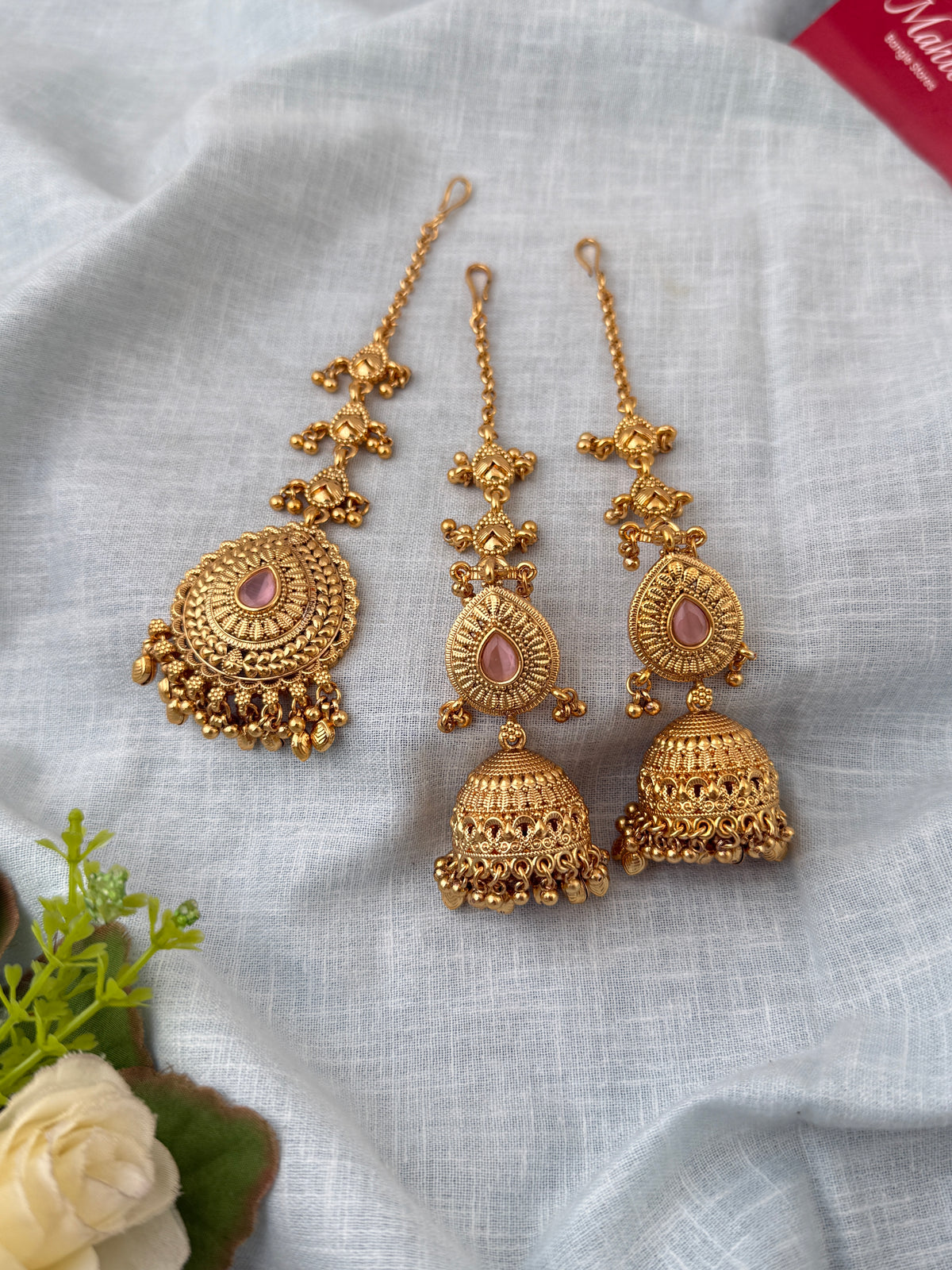 Antique Jhumkas Earrings With Maatal And Maang Tikka| E0659