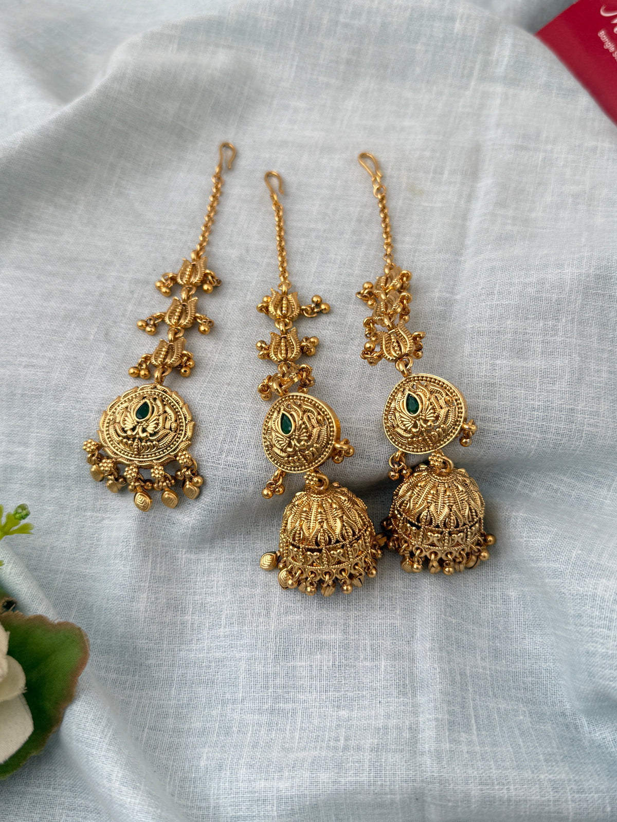 Antique Jhumkas Earrings With Maatal And Maang Tikka| E0661