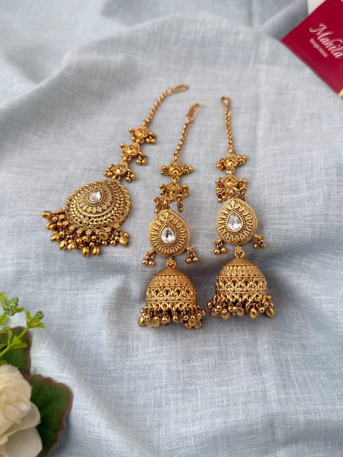 Antique Jhumkas Earrings With Maatal And Maang Tikka| E0654
