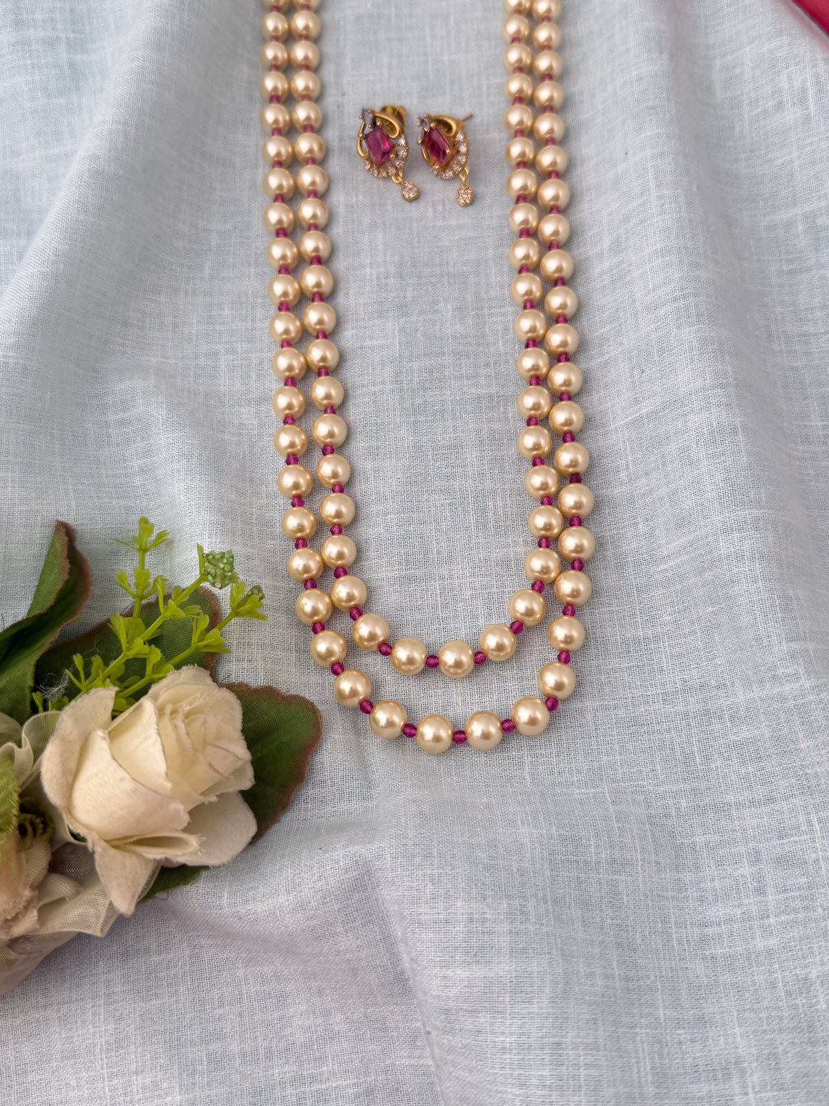 Antique Pearl Layered Necklace Long Set| N1211
