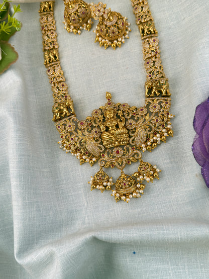 Royal Antique Gaja Lakshmi Pendant Short Necklace Set 1245