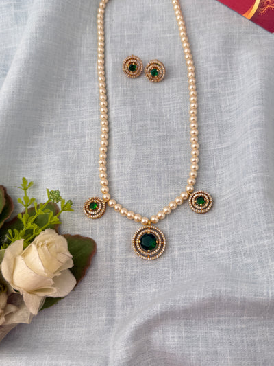 Antique Pearl Grand Necklace Short Set| N1215