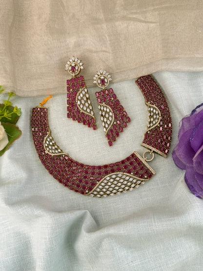 Disigner Stone Short Necklace Set 838