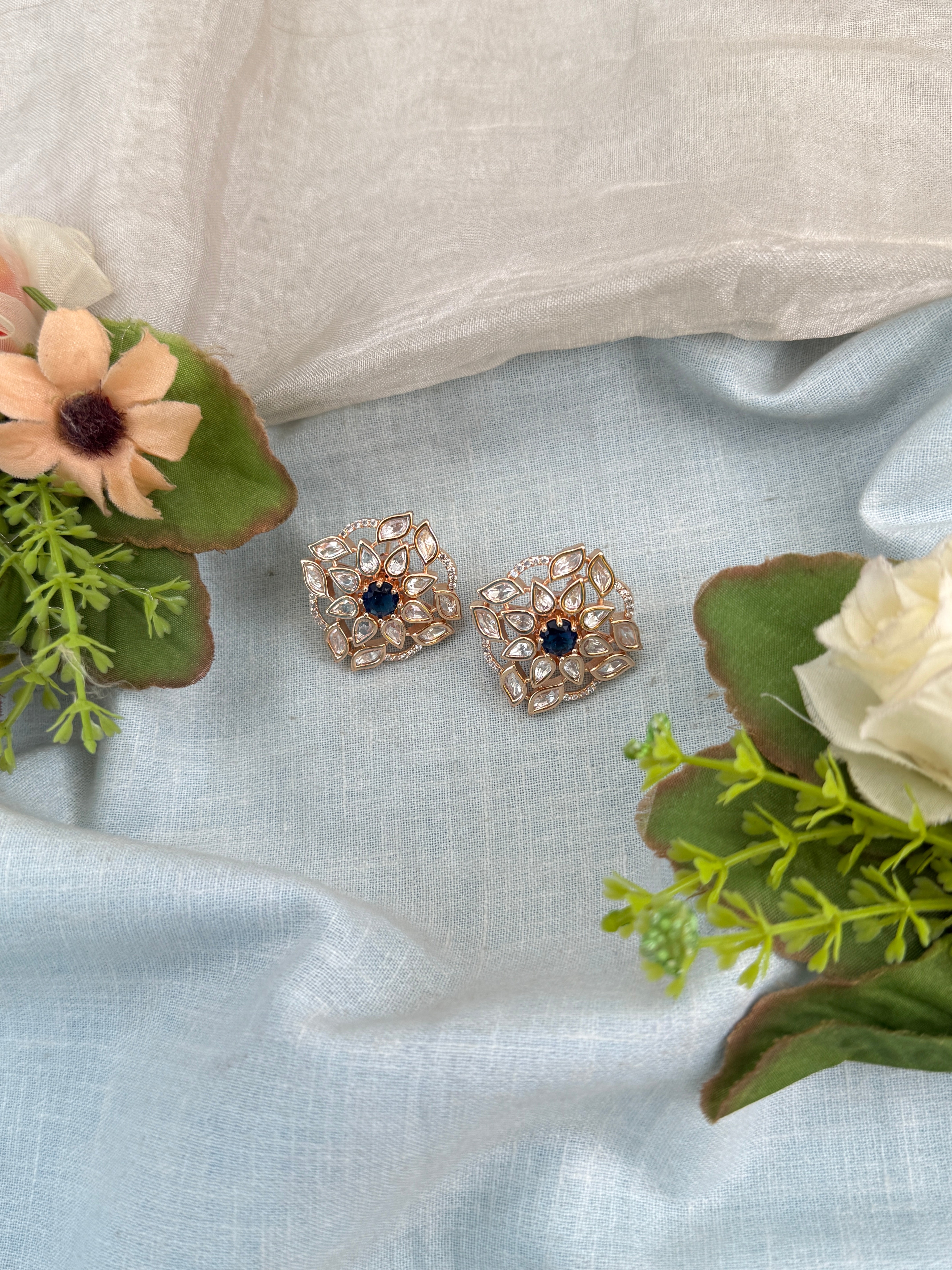 Antique Earrings, Bridal antique Kundan earrings, Antique kundan Jhumka