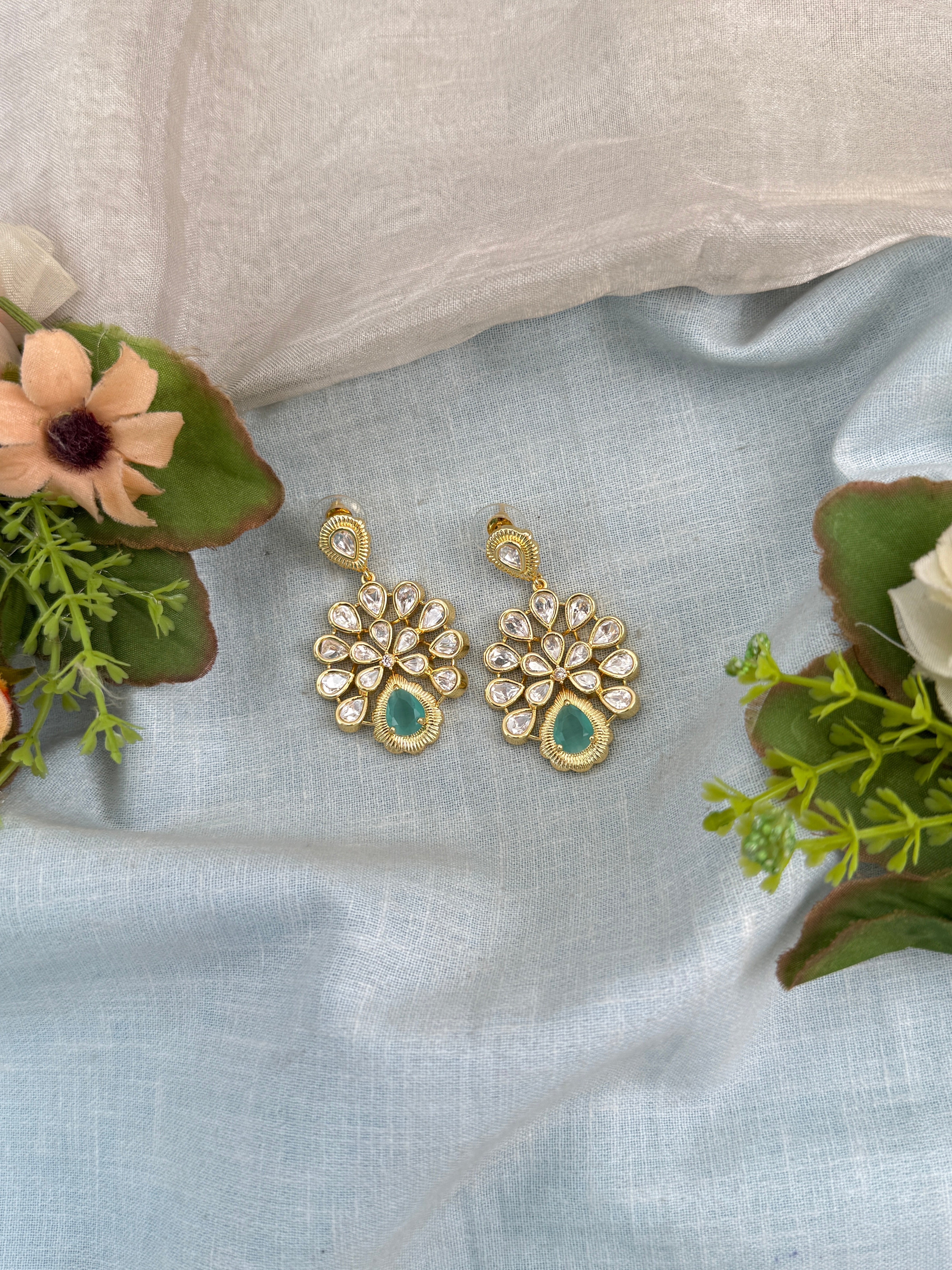 Antique Earrings, Bridal antique Kundan earrings, Antique kundan Jhumka