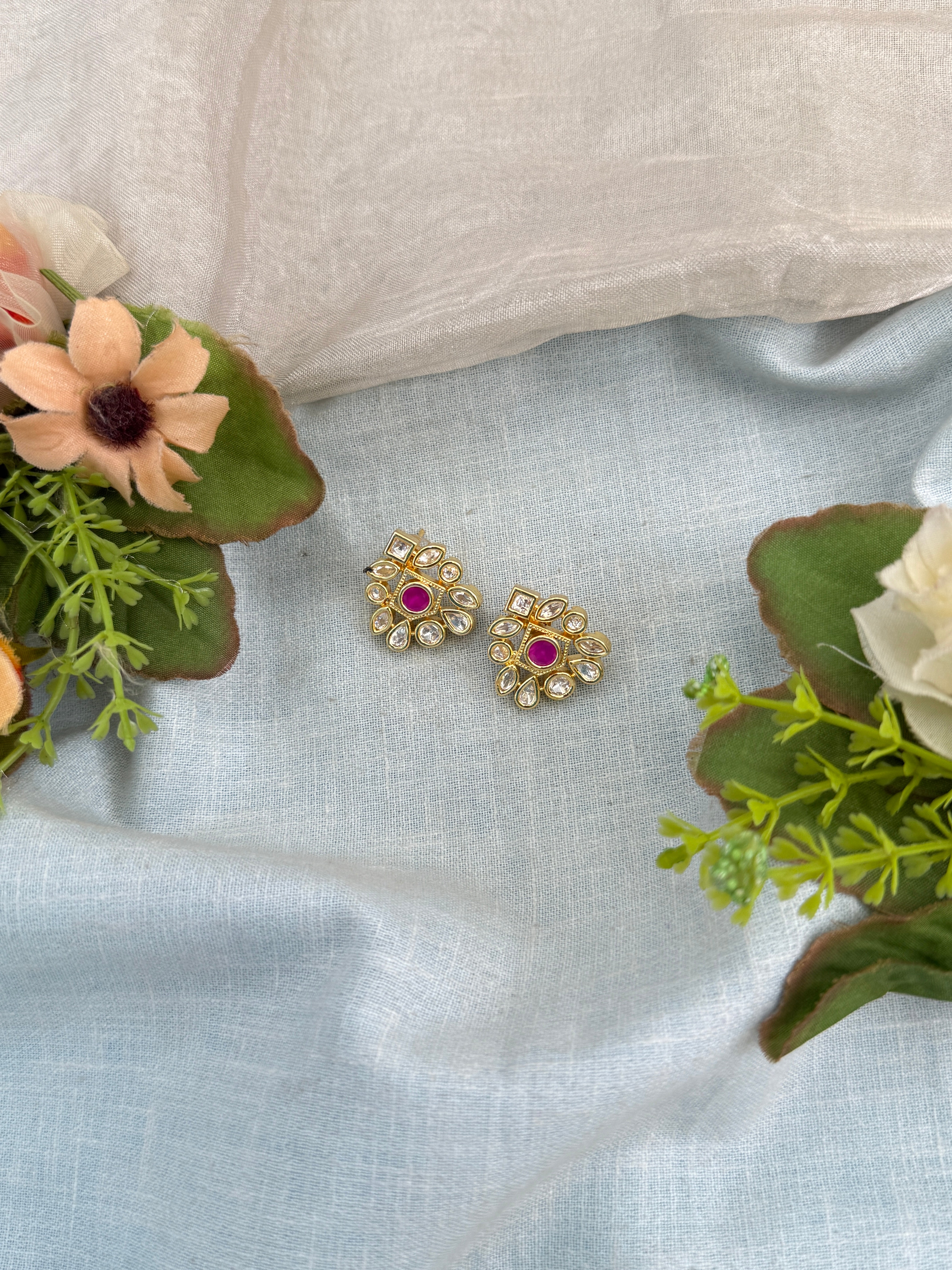 Antique Earrings, Bridal antique Kundan earrings, Antique kundan Jhumka