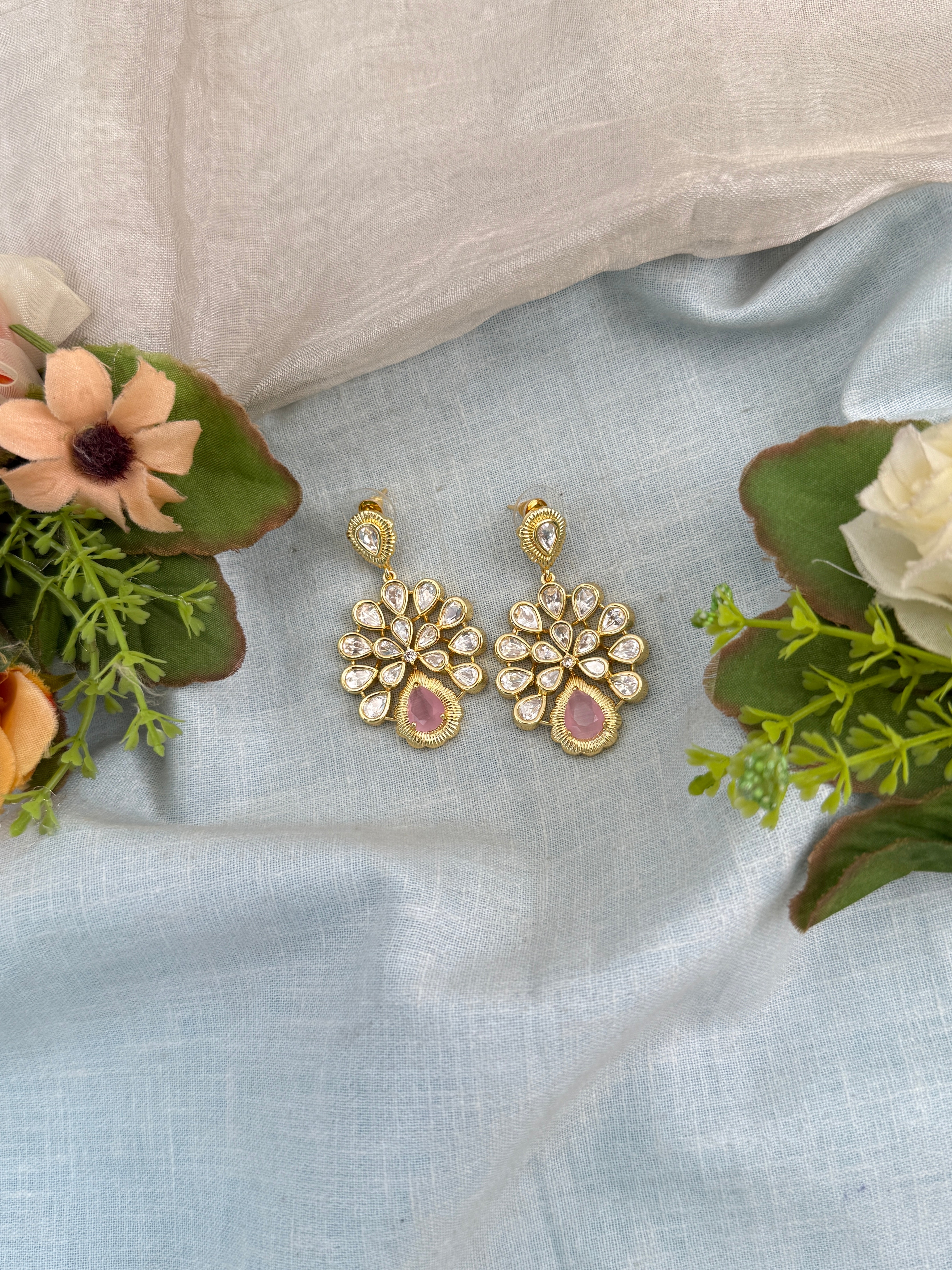Antique Earrings, Bridal antique Kundan earrings, Antique kundan Jhumka