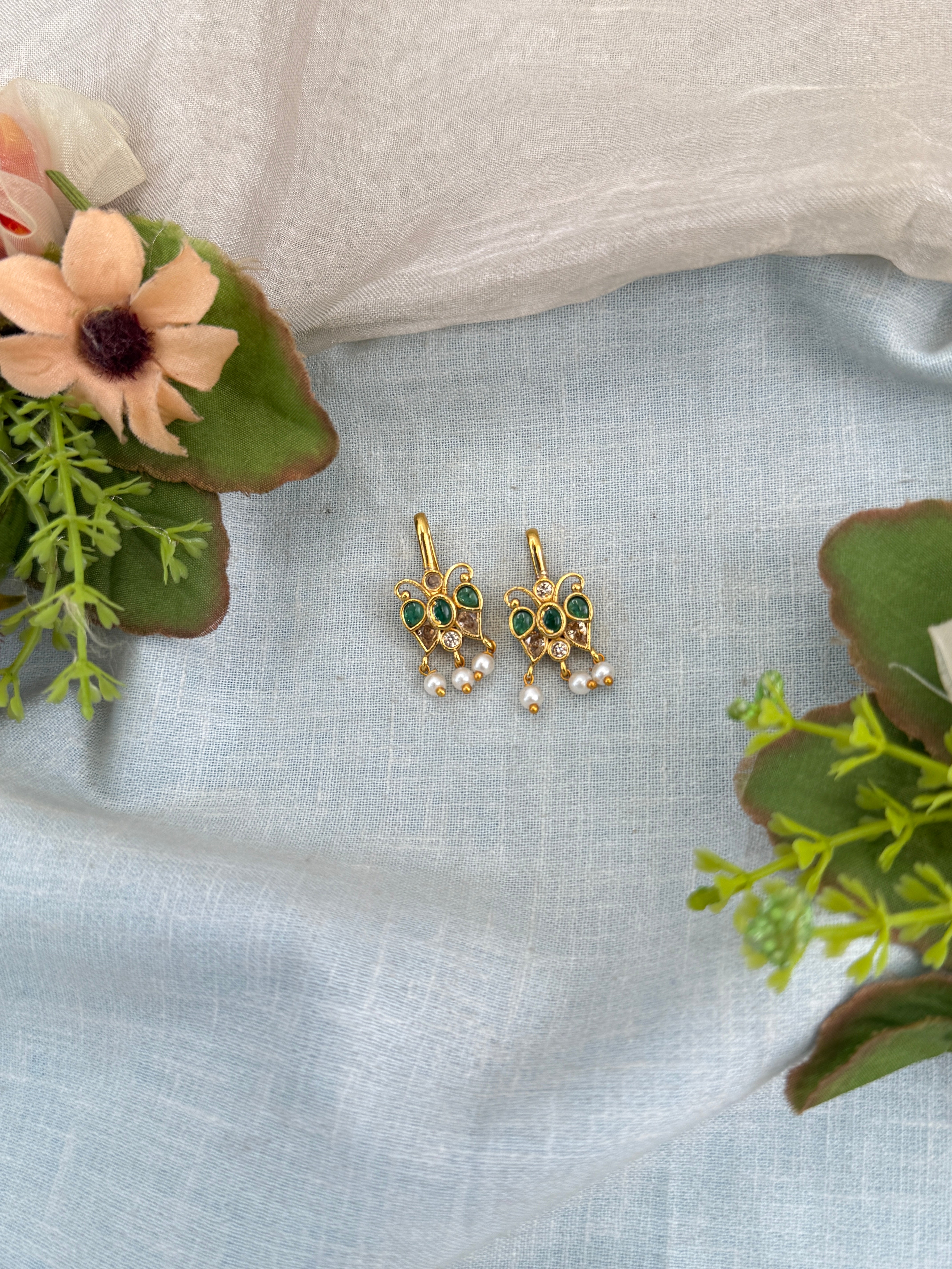 Antique Earrings, Bridal antique Kundan earrings, Antique kundan Jhumka