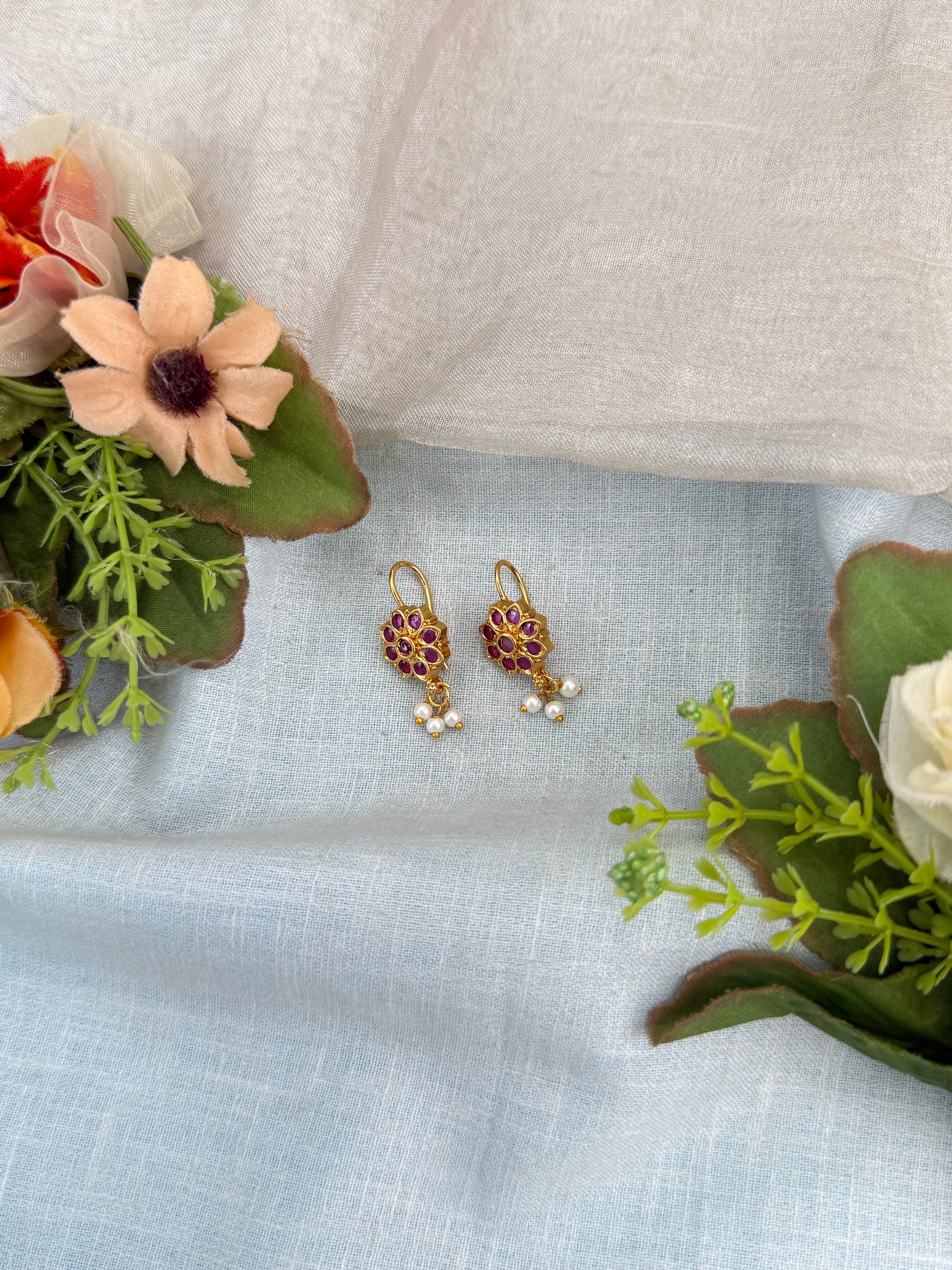 Antique Earrings, Bridal antique Kundan earrings, Antique kundan Jhumka