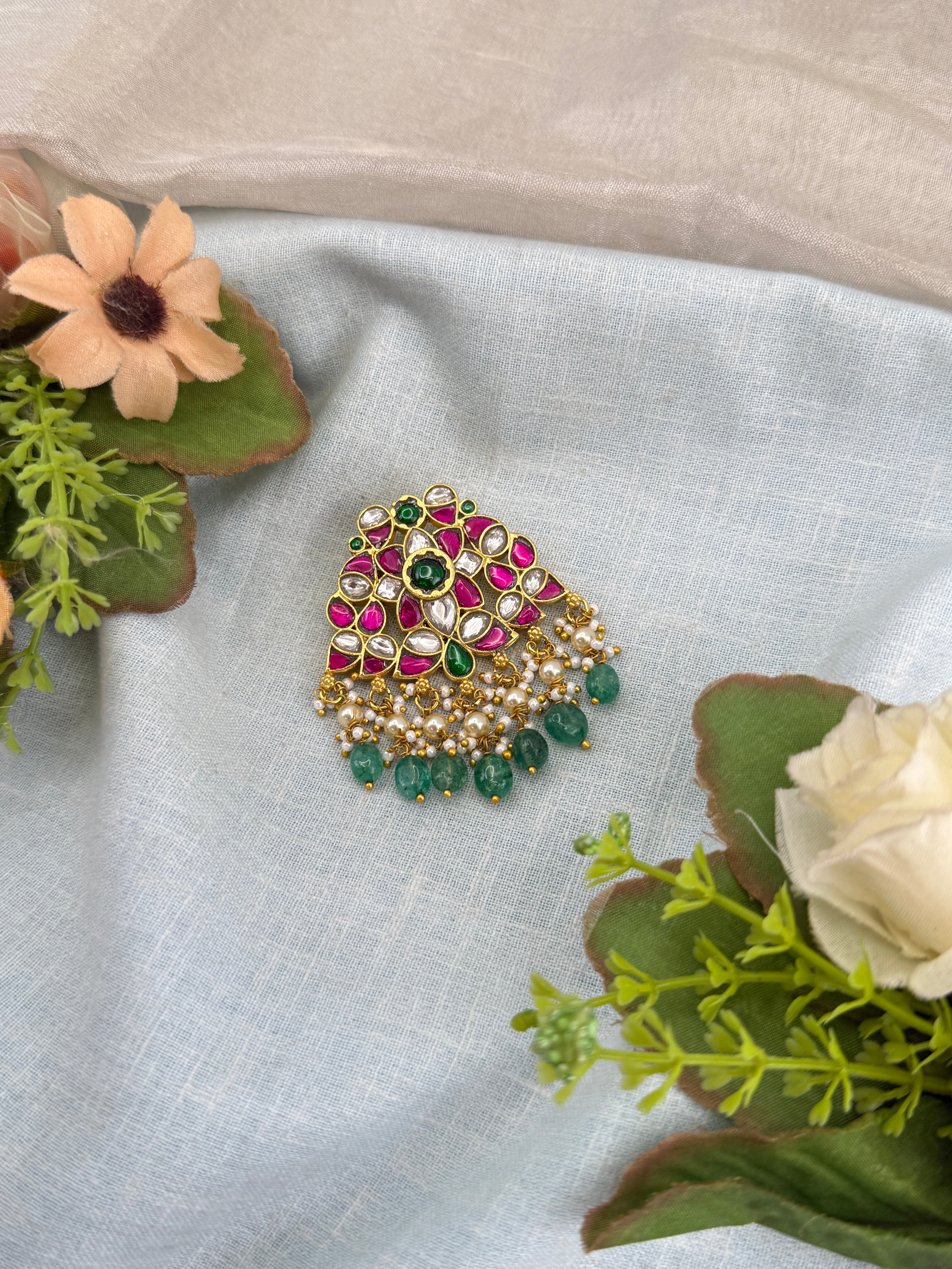 Antique Earrings, Bridal antique Kundan earrings, Antique kundan Jhumka