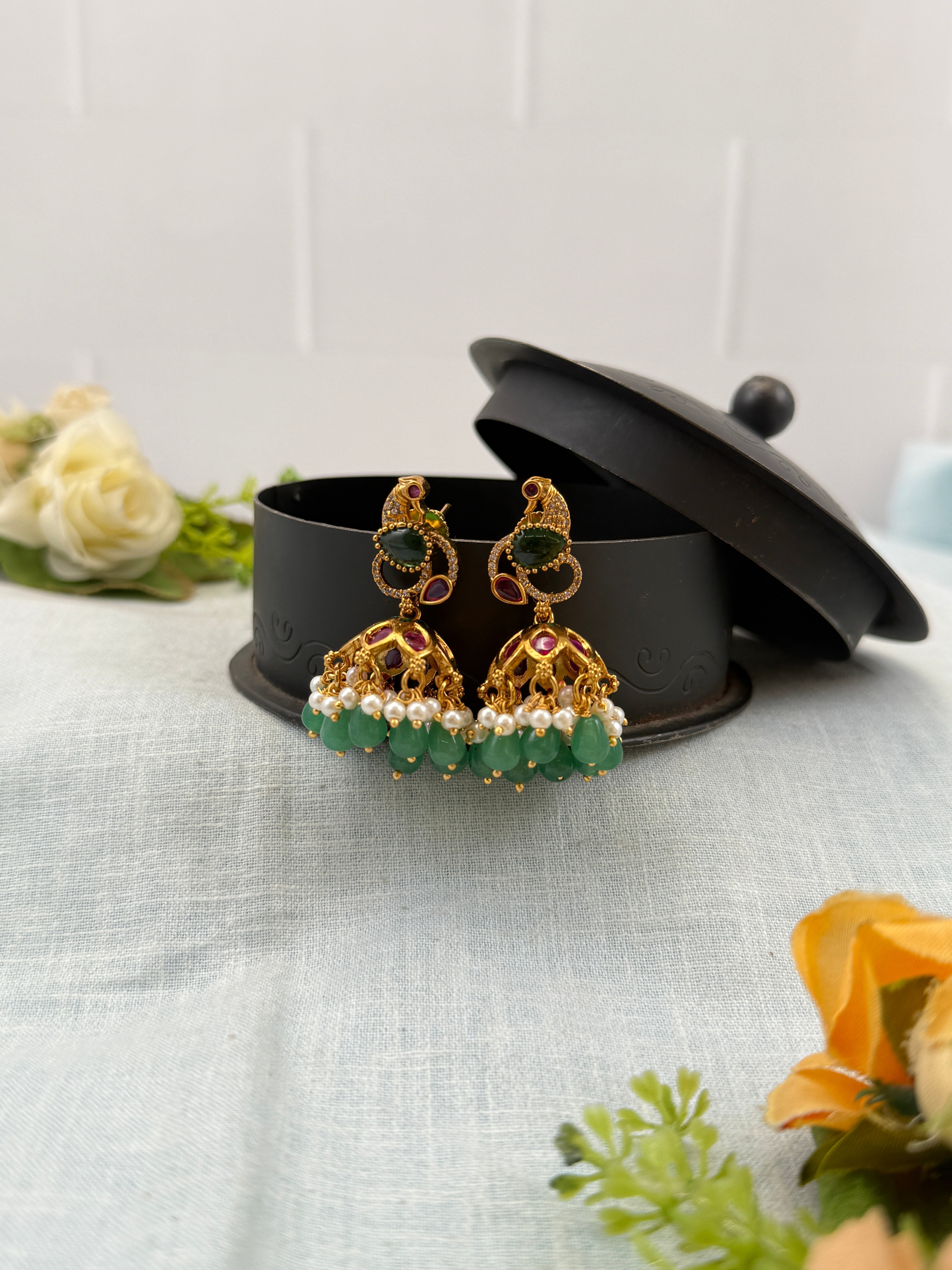 Antique Earrings, Bridal antique earrings, Antique Jhumka, earcuff earrings online
