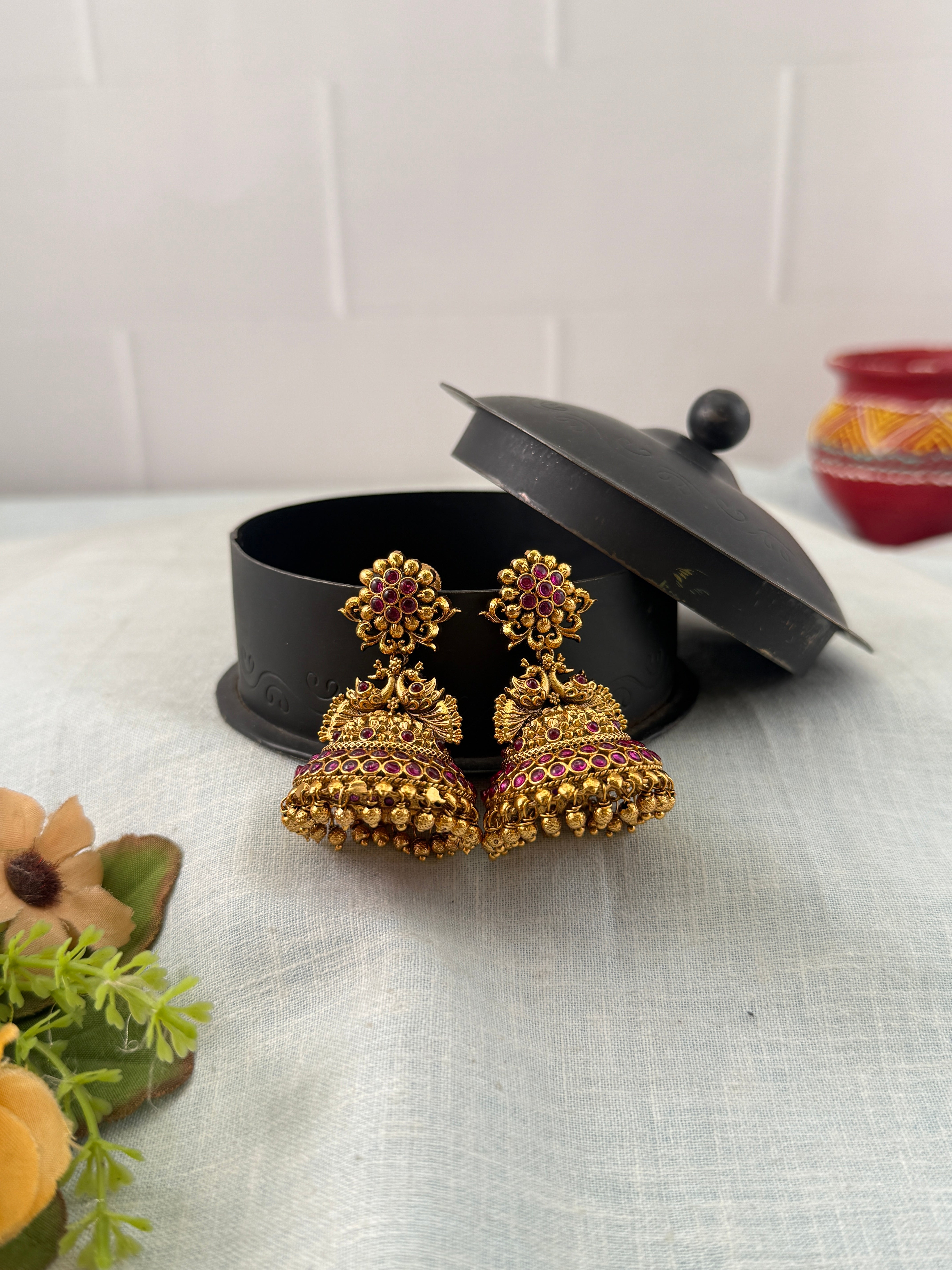 Antique Earrings, Bridal antique earrings, Antique Jhumka