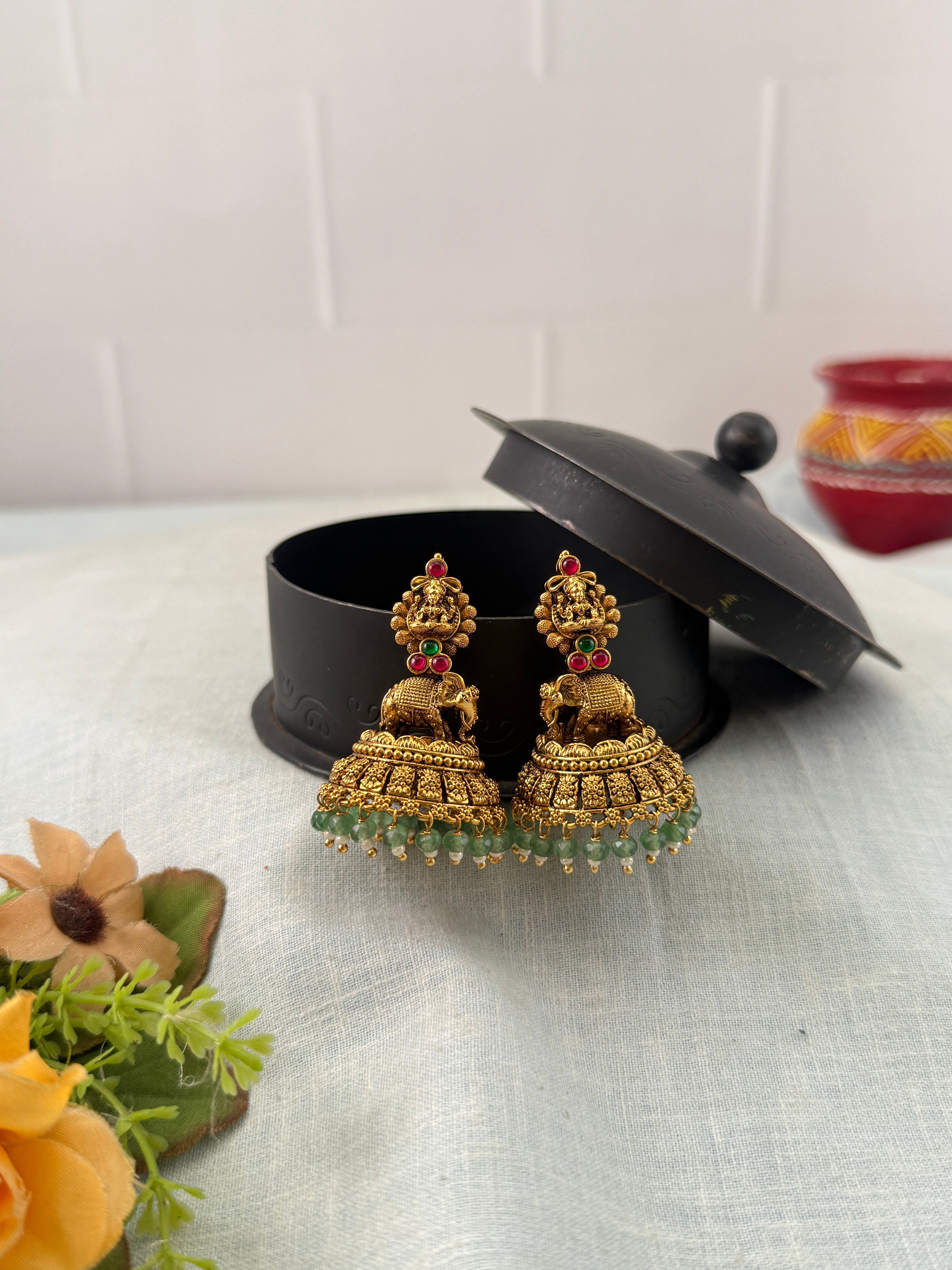 Antique Earrings, Bridal antique earrings, Antique Jhumka