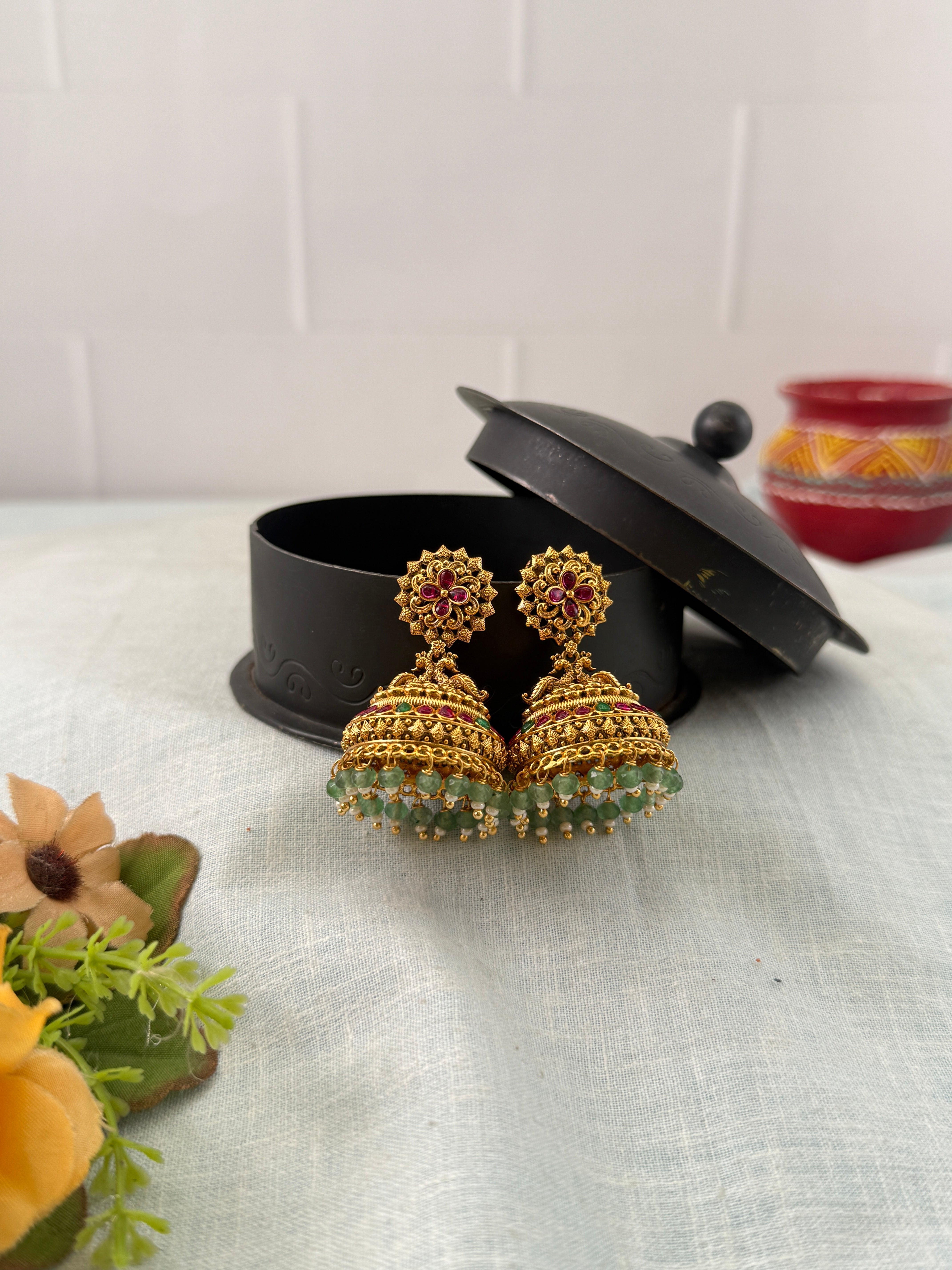 Antique Earrings, Bridal antique earrings, Antique Jhumka