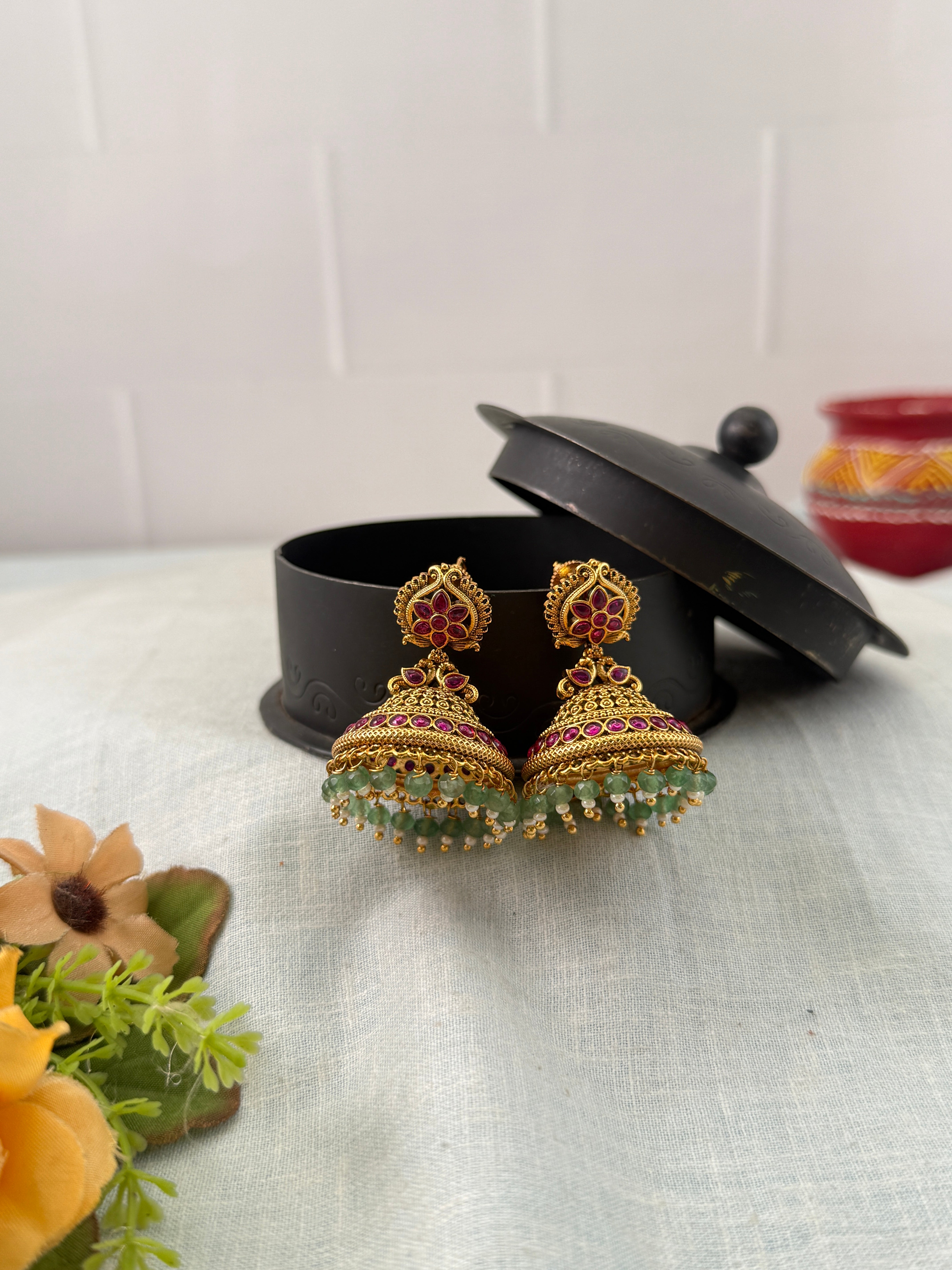 Antique Earrings, Bridal antique earrings, Antique Jhumka