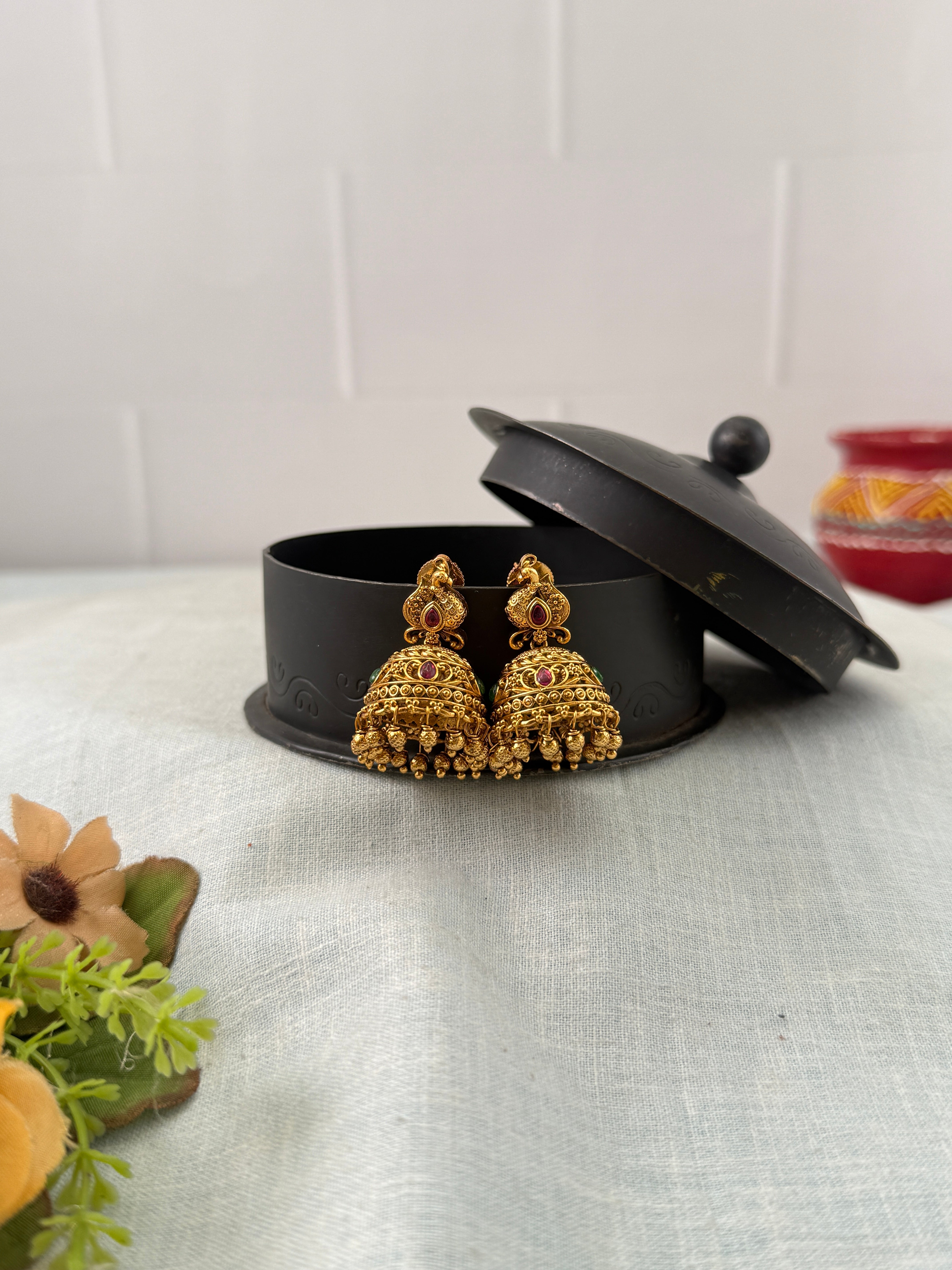 Antique Earrings, Bridal antique earrings, Antique Jhumka