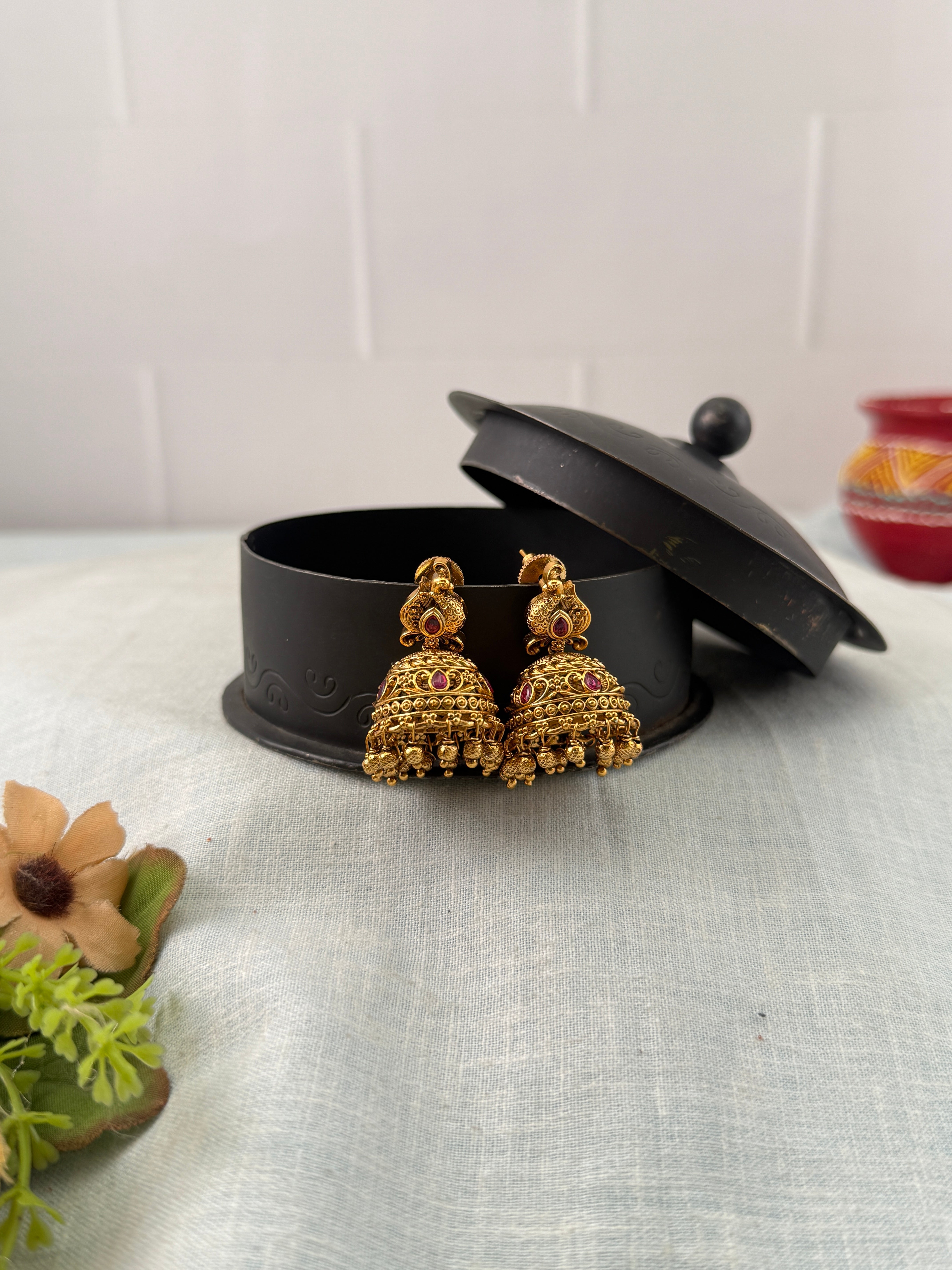 Antique Earrings, Bridal antique earrings, Antique Jhumka