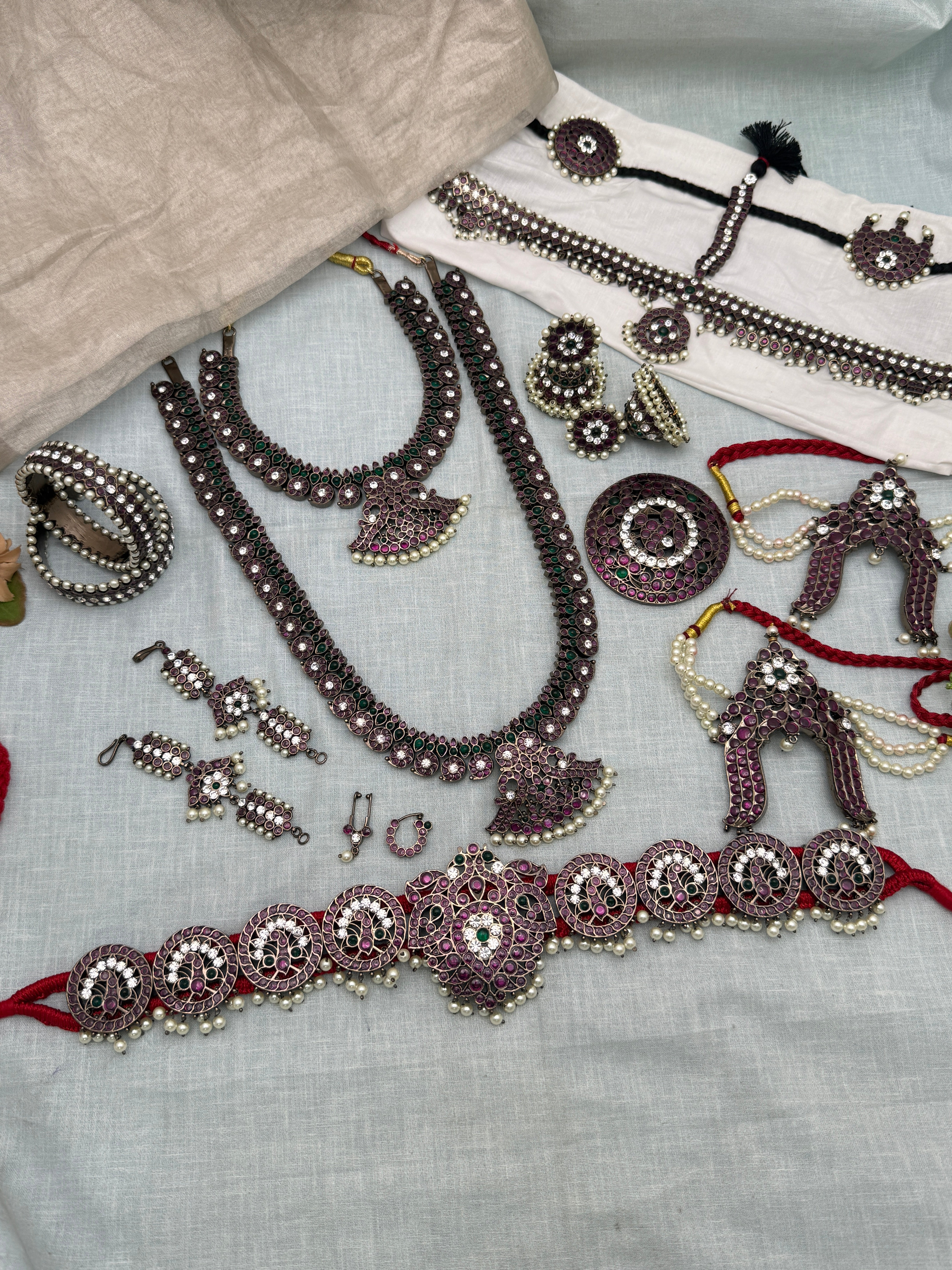 Pure Brass Kemp Bharatnatyam Dark Finish Full Set 181