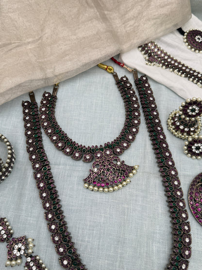 Pure Brass Kemp Bharatnatyam Dark Finish Full Set 181