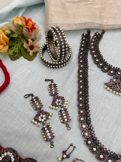 Pure Brass Kemp Bharatnatyam Dark Finish Full Set 181