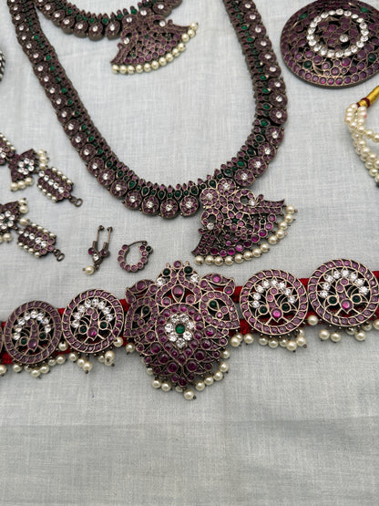 Pure Brass Kemp Bharatnatyam Dark Finish Full Set 181