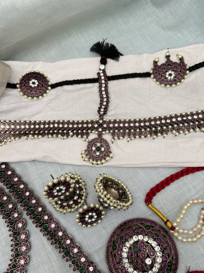 Pure Brass Kemp Bharatnatyam Dark Finish Full Set 181