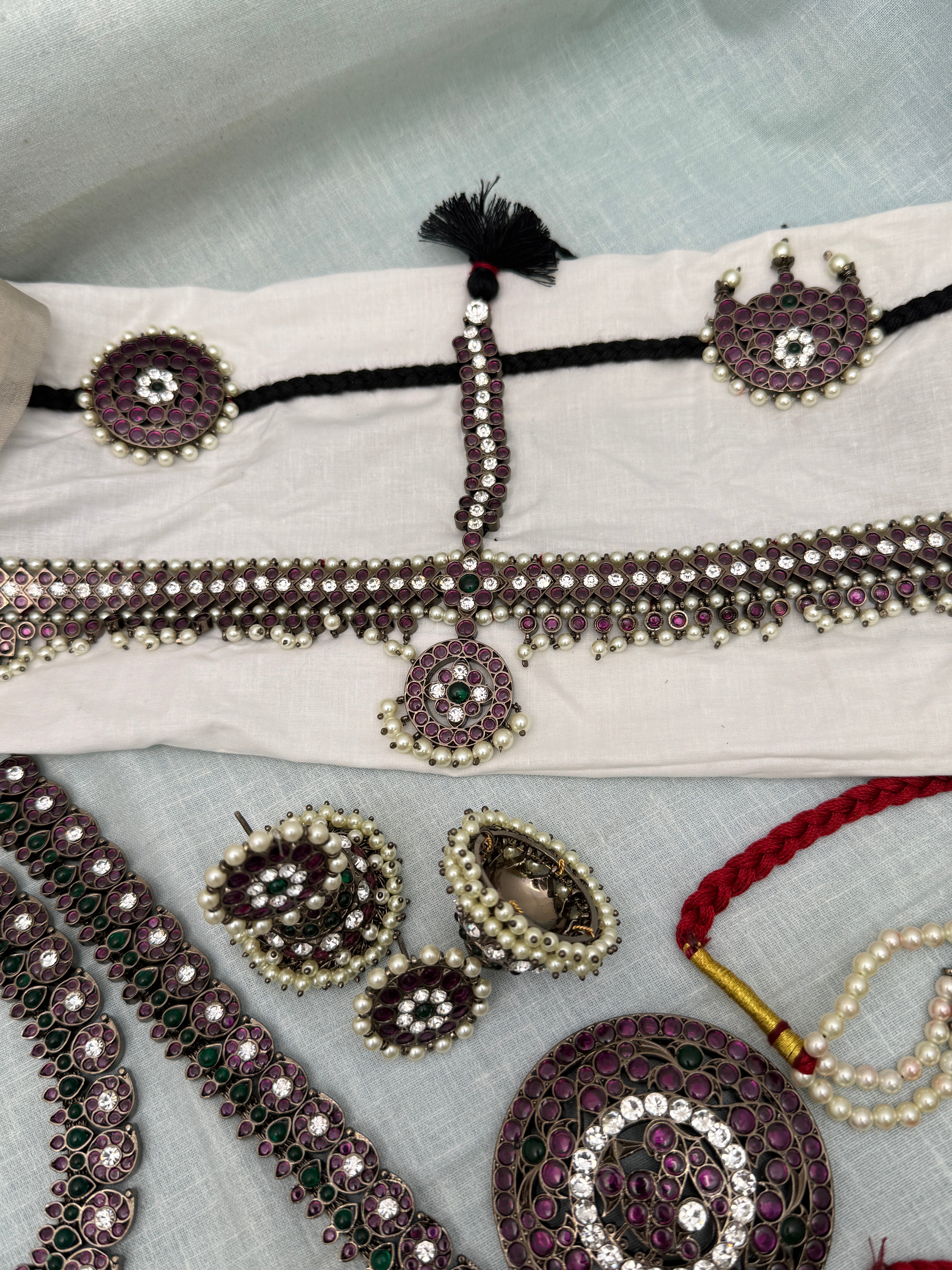Pure Brass Kemp Bharatnatyam Dark Finish Full Set 181