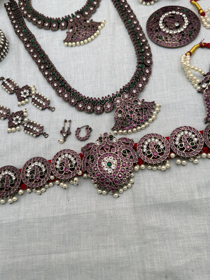 Pure Brass Kemp Bharatnatyam Dark Finish Full Set 181